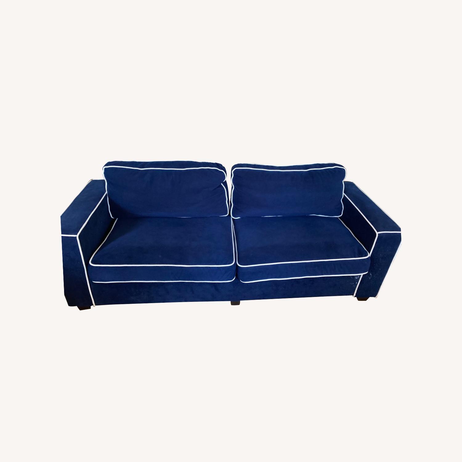 Blue Velvet Sofa AptDeco