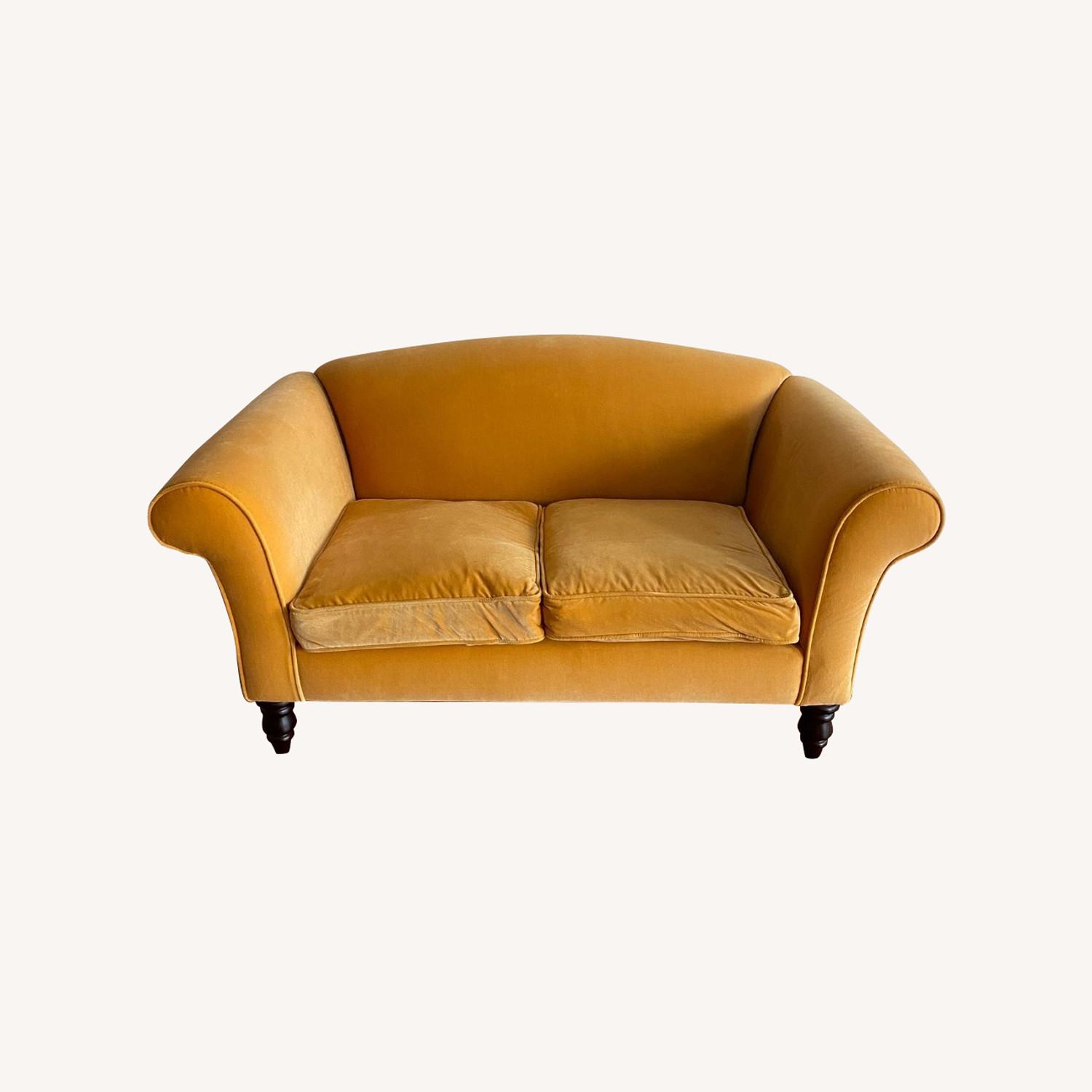 Golden Yellow Velvet Loveseat AptDeco