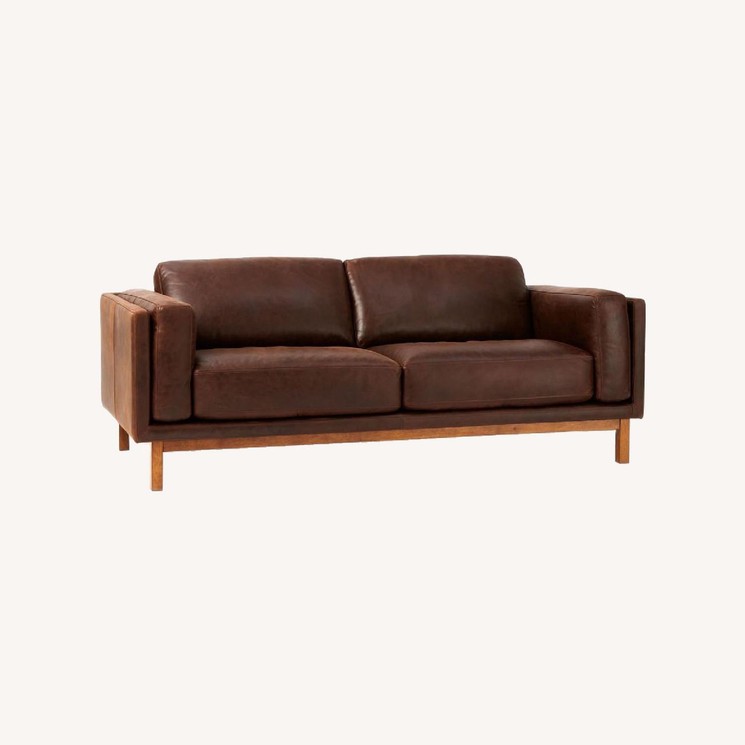 West Elm Dekalb 85" Sofa, Weston Leather, Molasses, Acorn AptDeco
