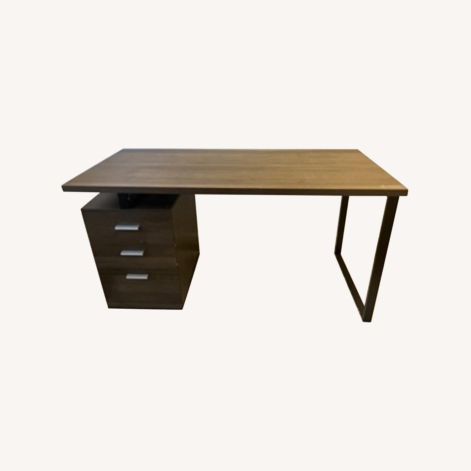 Wide Functional Gray Oak Desk - image-0