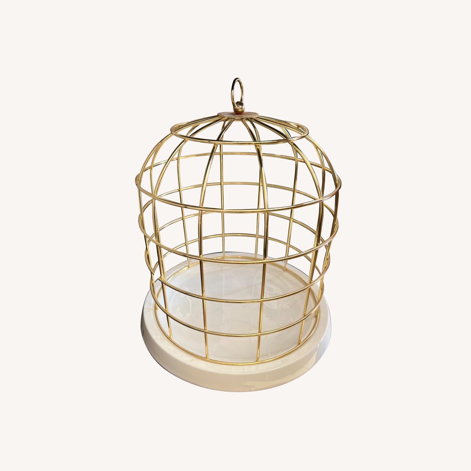 Bird Cage Display Case with Porcelain Base AptDeco