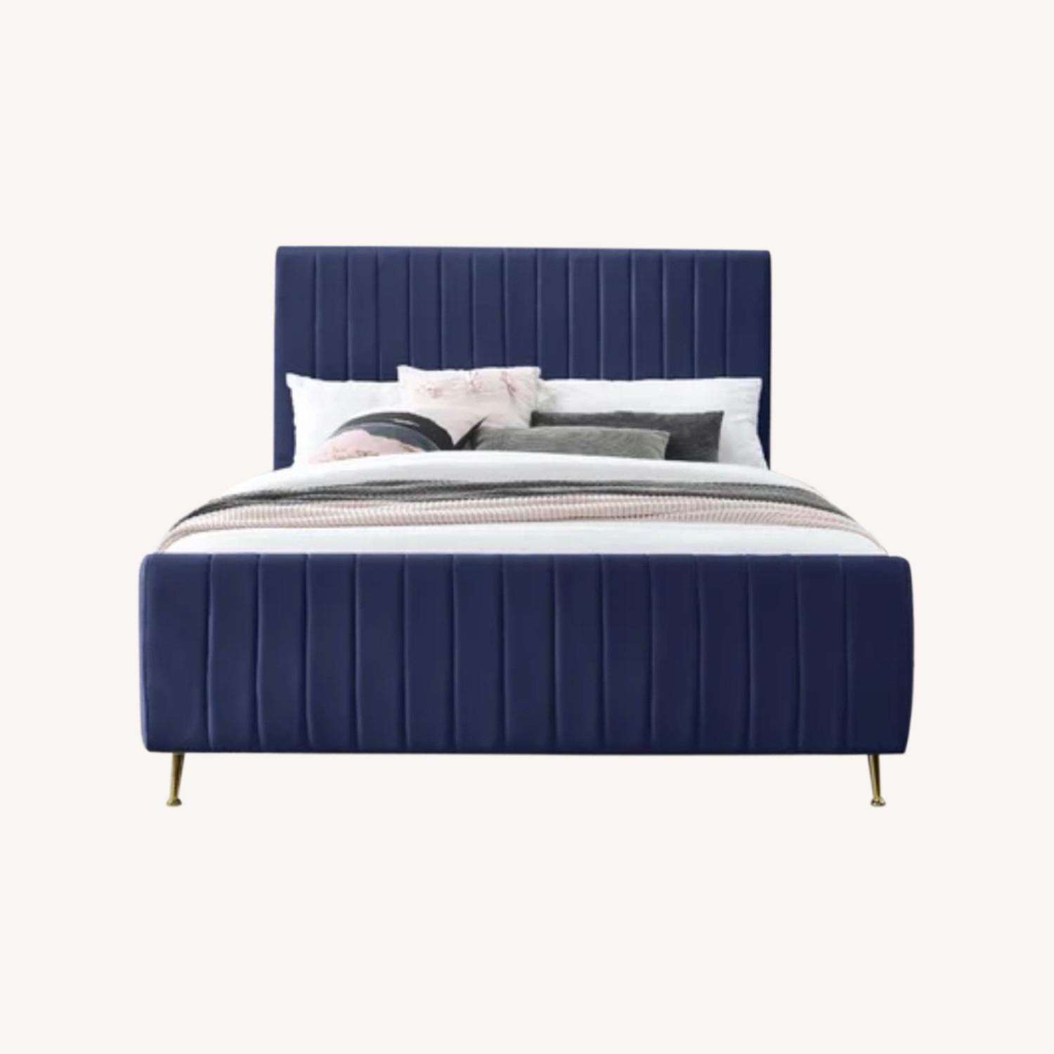 Everly Quinn Blue Upholstered Bed - image-0