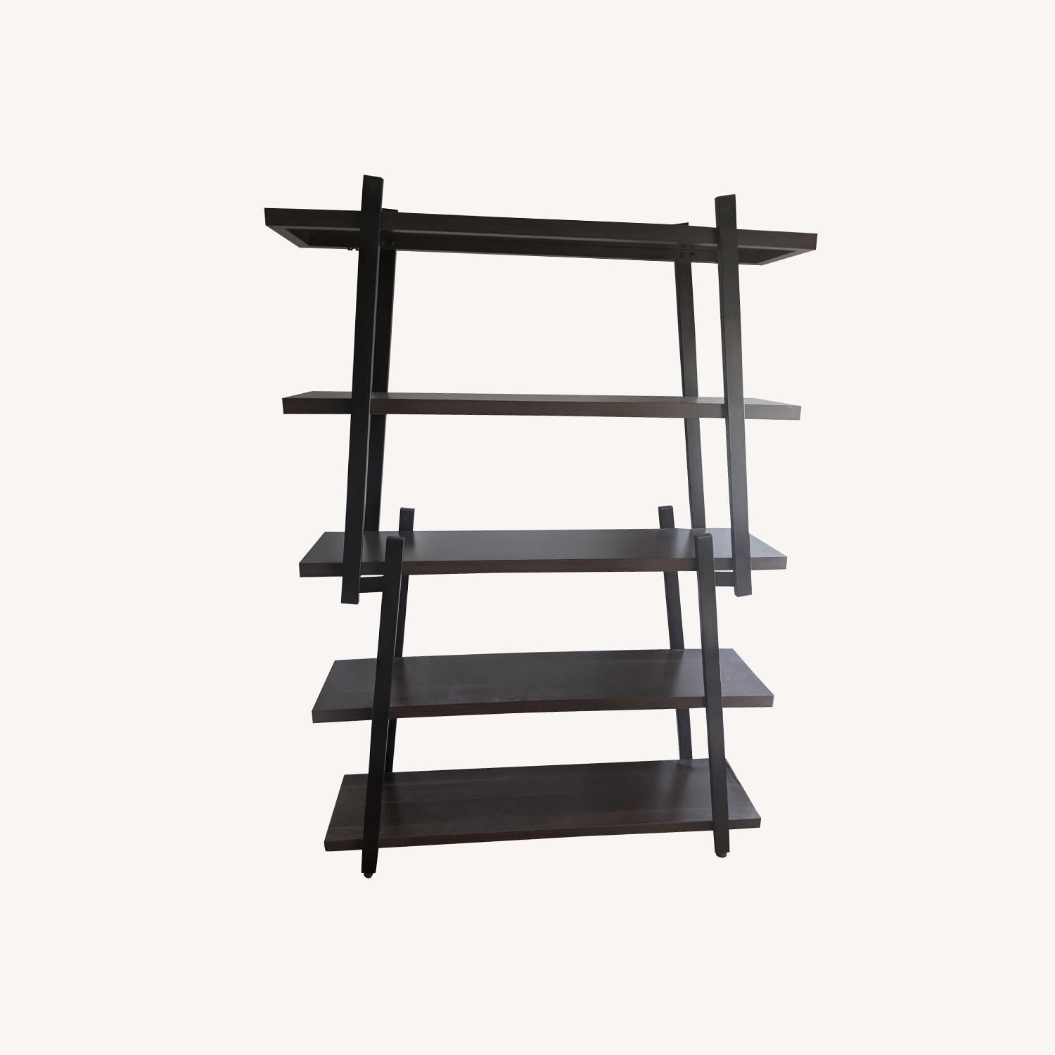 5 shelf Dark Brown Wooden Bookcase - image-0