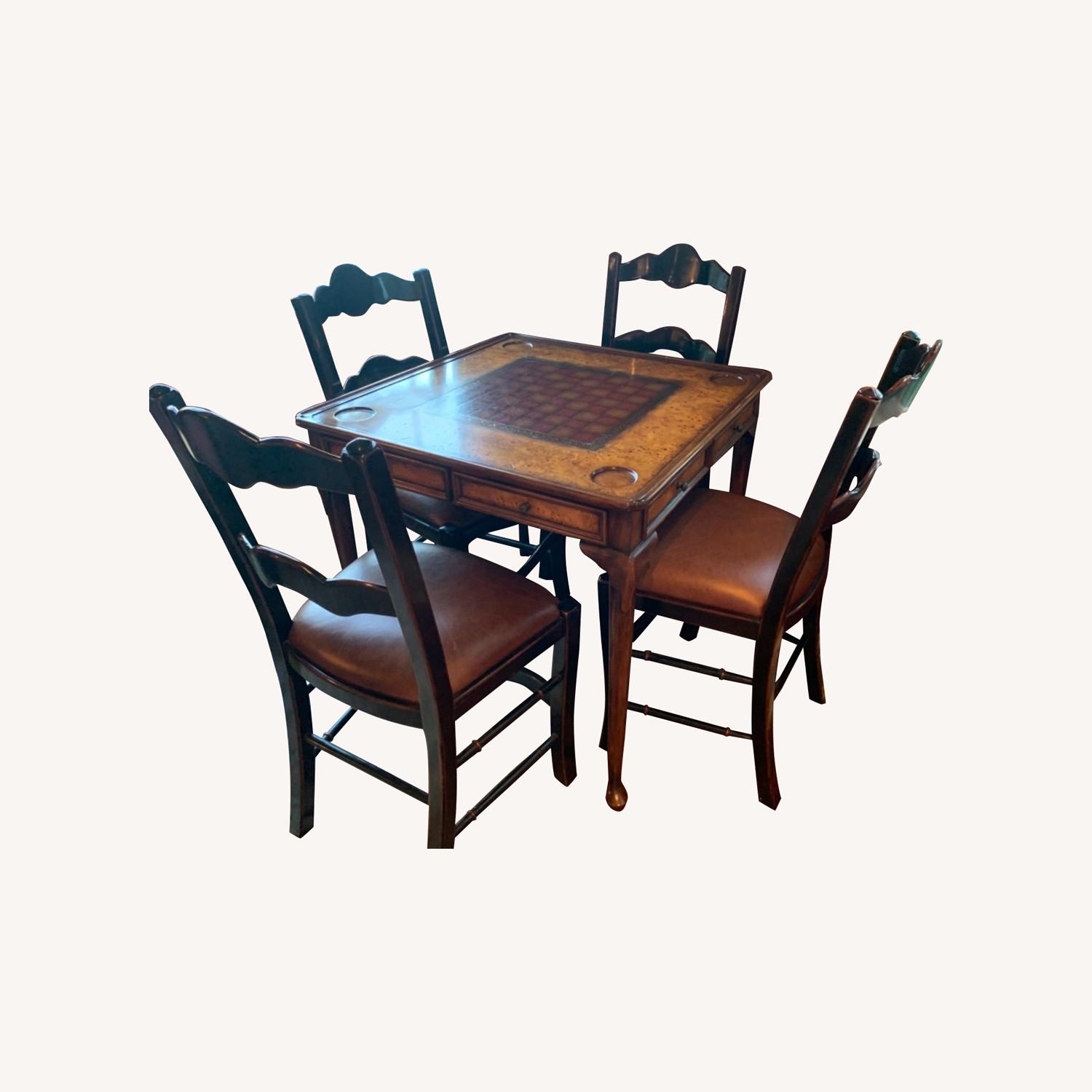 Wooden Card/Chess Table with Chairs - image-0