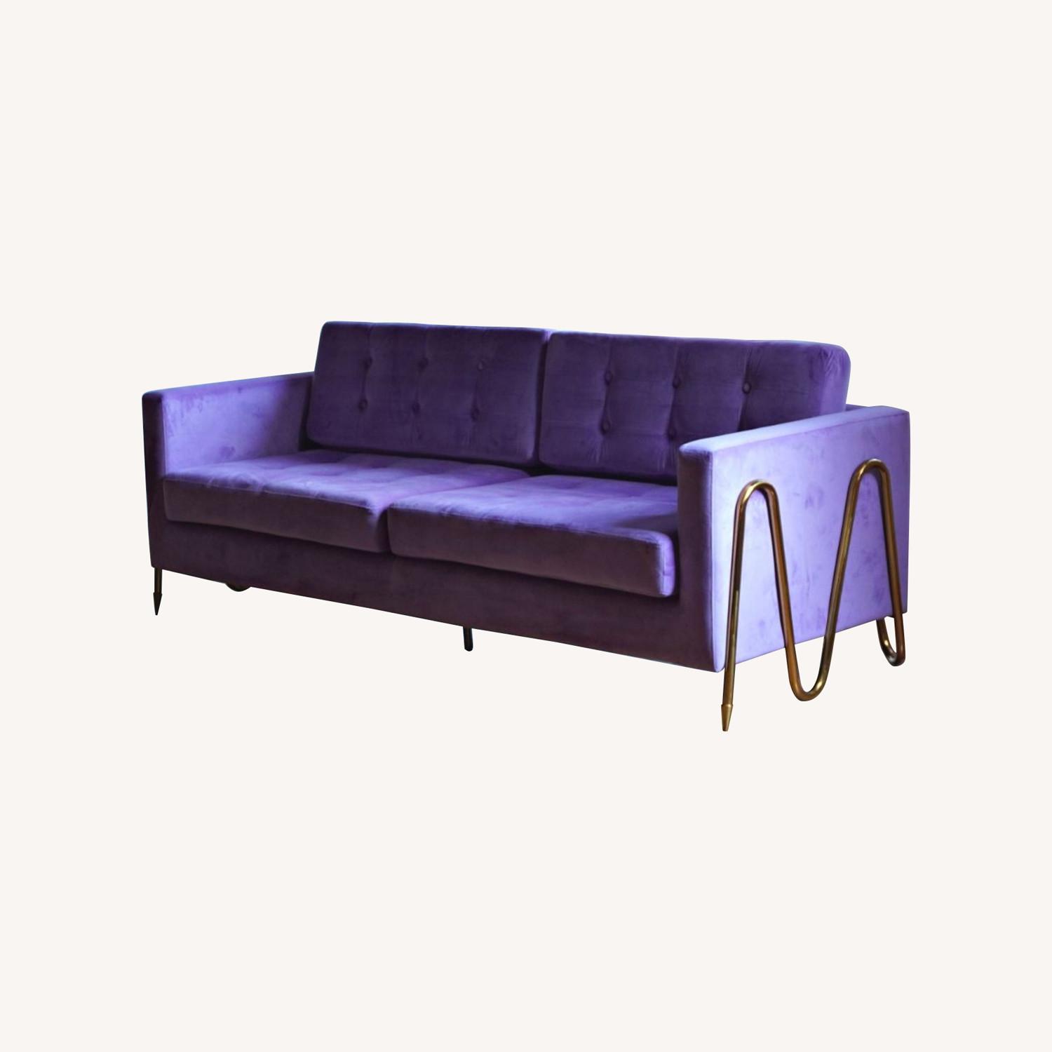 Modern Velvet Sofa w Stunning Legs in Lilac Velvet - image-3