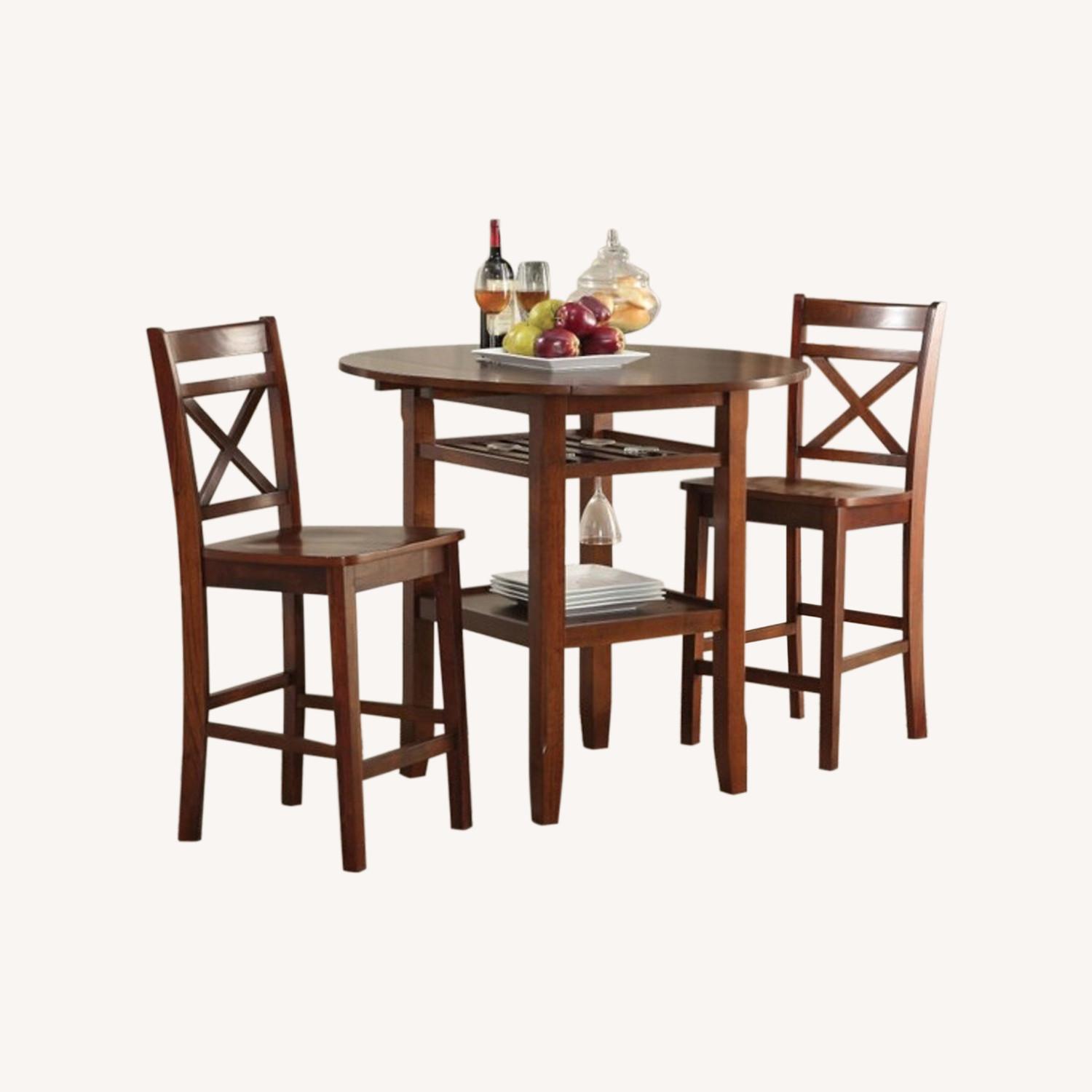 Acme Cherry Wood Solid Bar Stool Dining Set AptDeco