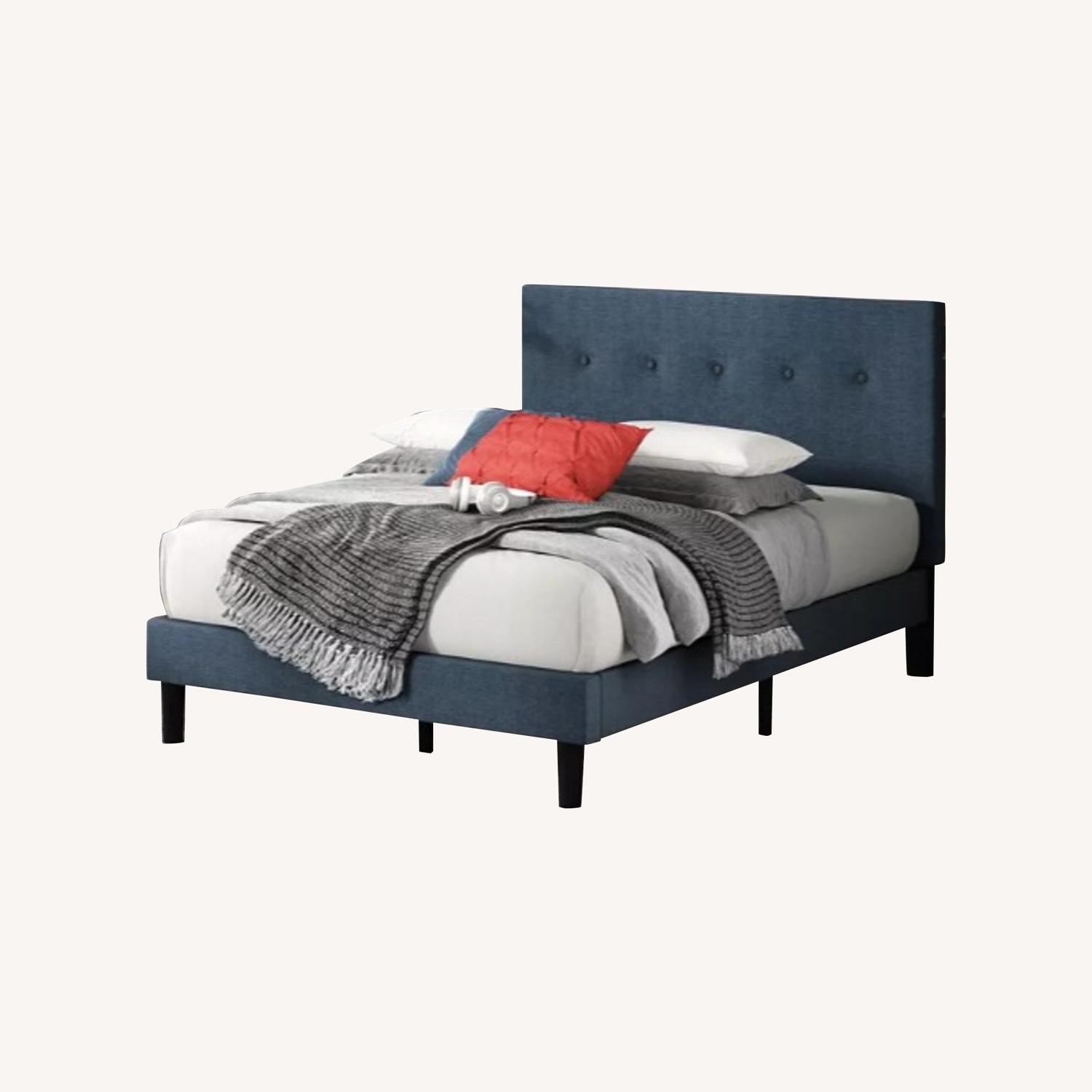 Macy's Upholstered Navy Platform Bed AptDeco
