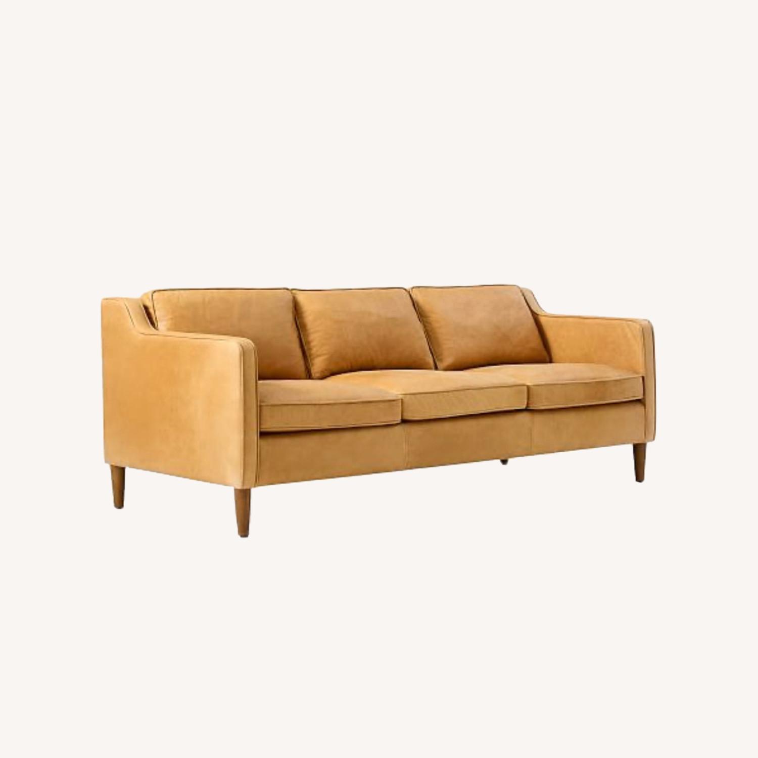 West Elm Leather Couch - image-0