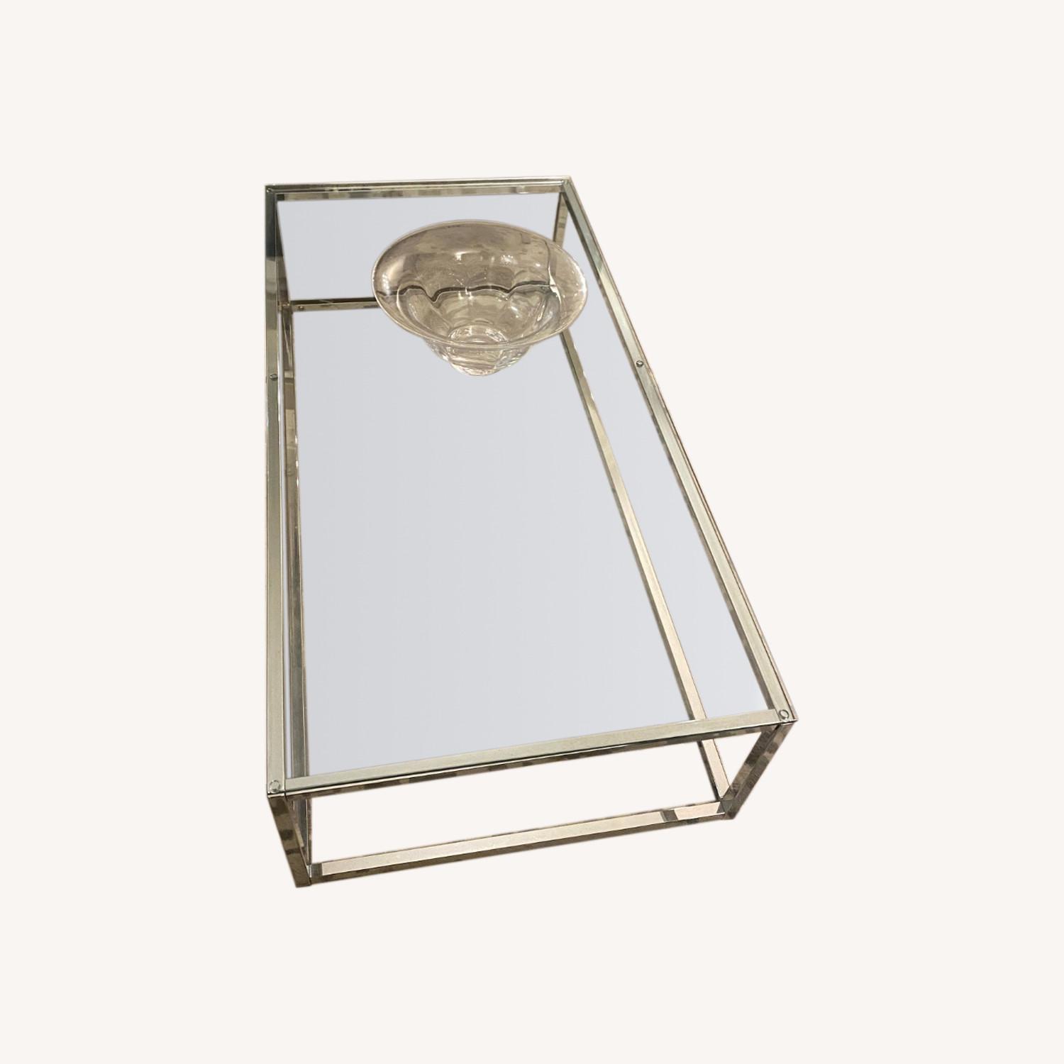 CB2 Glass & Chrome Low Rise Coffee Table AptDeco