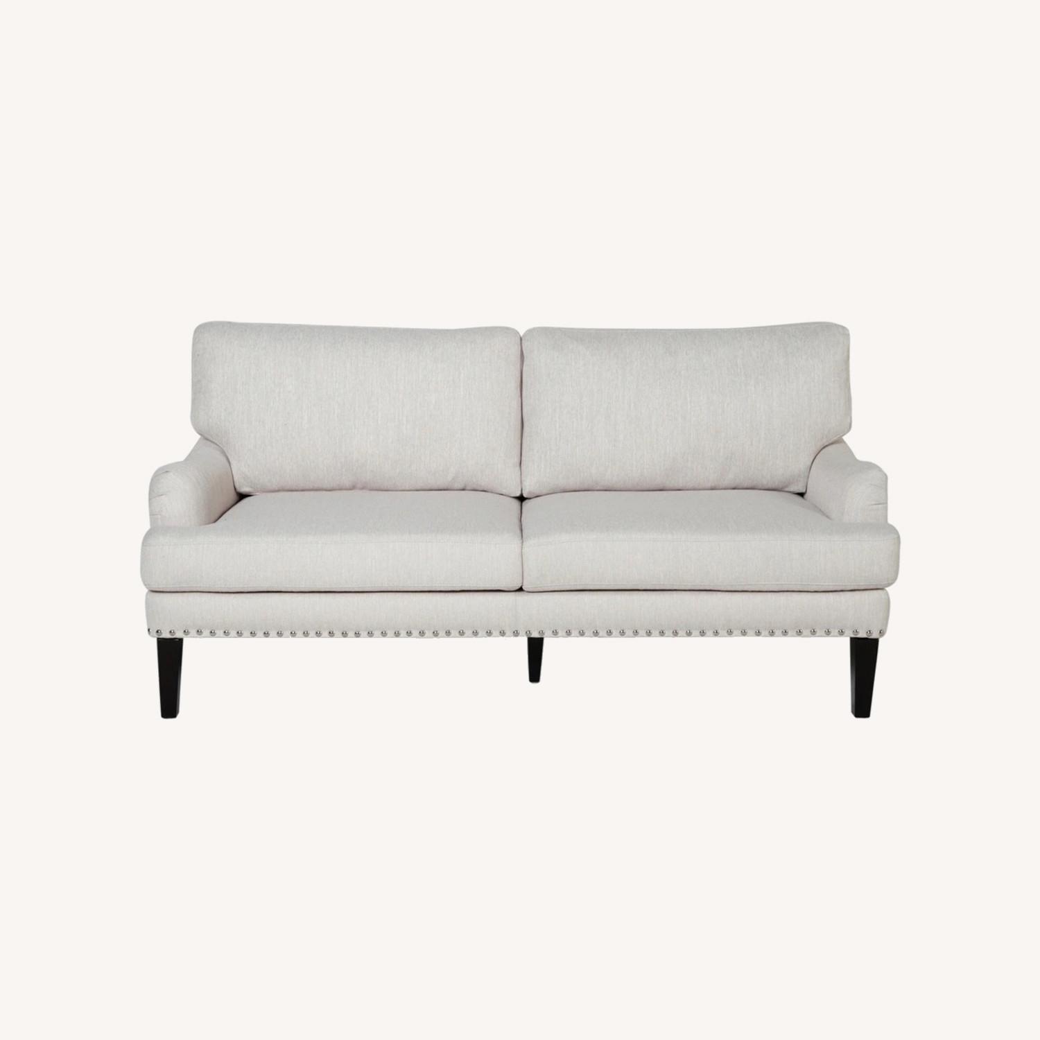 Christopher Knight Fabric Loveseat in Beige Linen AptDeco