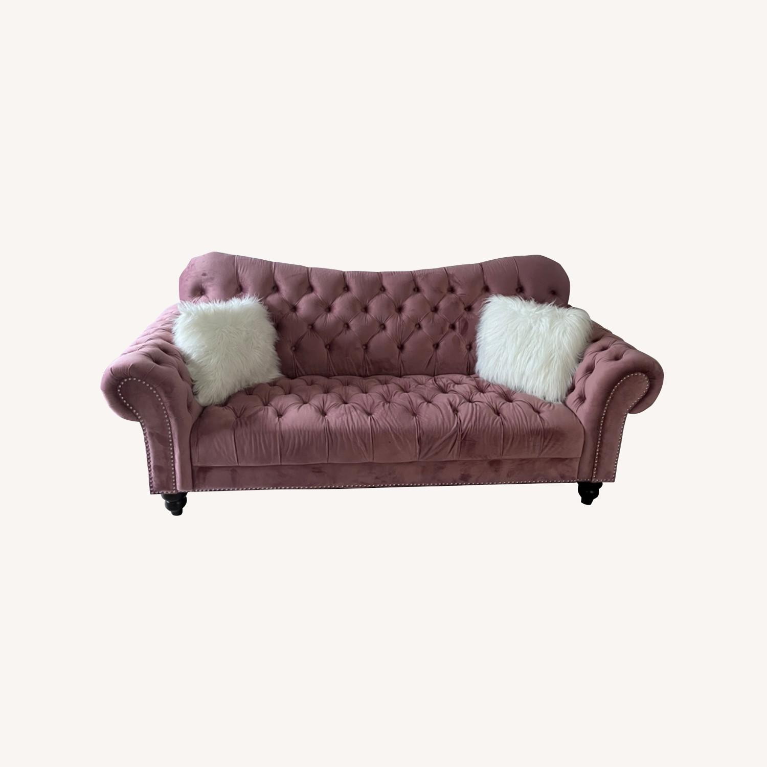 Pink Velvet Sofa - image-0