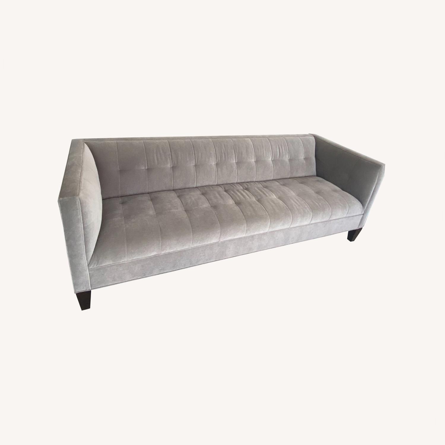 Faux Velvet Light Grey Couch - image-0