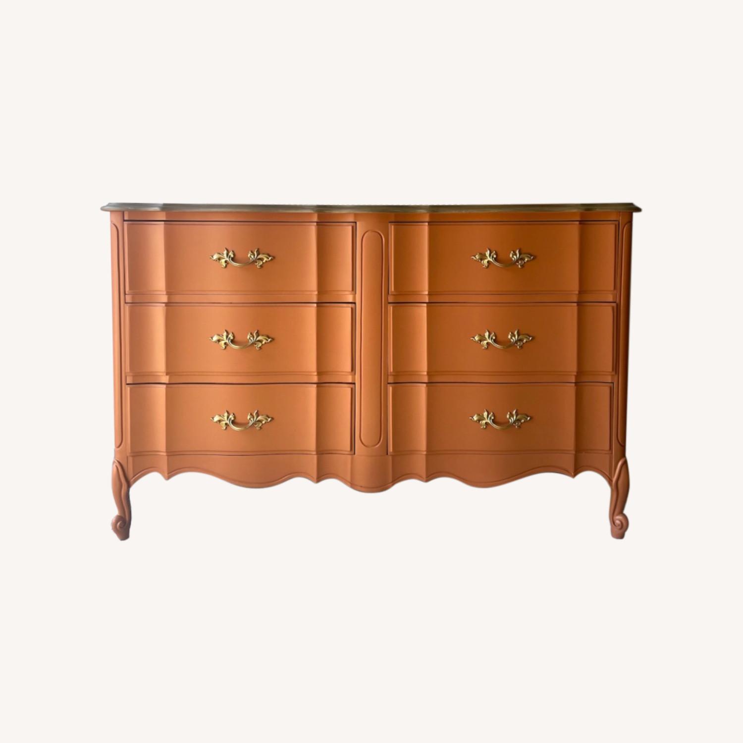 Refinished Burnt Orange French Provincial Dresser AptDeco