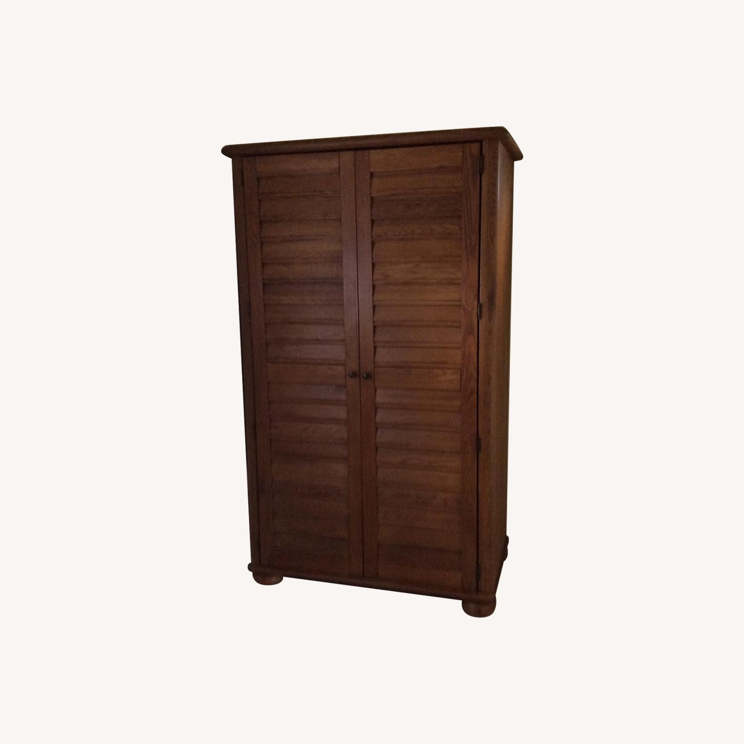 Stanley Oak Wood Armoire AptDeco