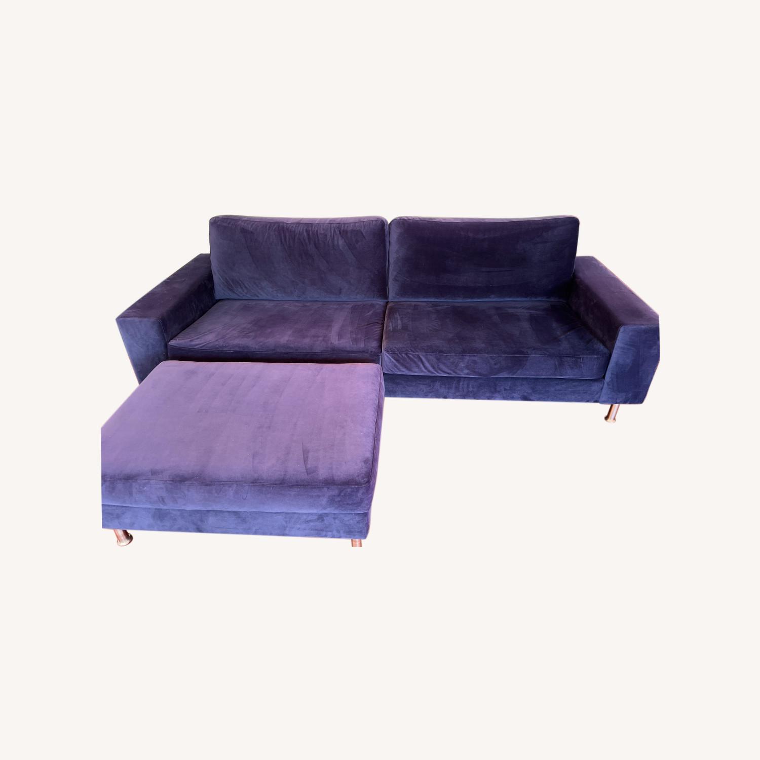 Bo Concept Indivi Sofa with Ottoman Blue Velvet AptDeco