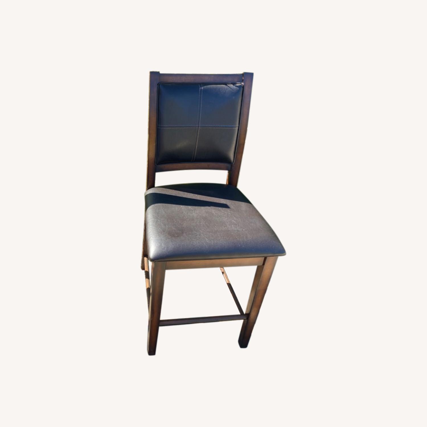 High Back Wood and Leather Dining Chairs - image-0