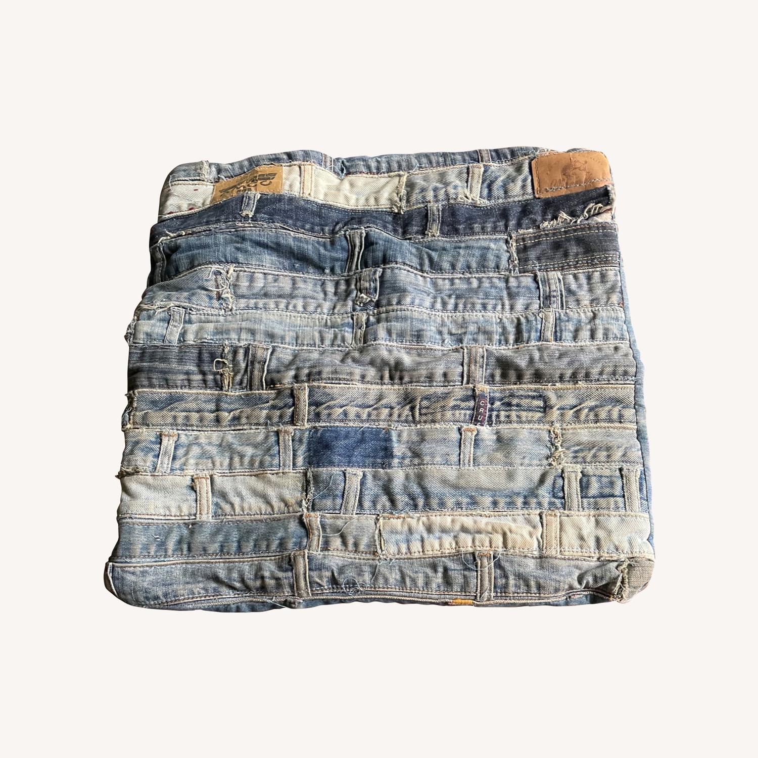 Throw Pillow Case Recycled Jeans Material - image-0