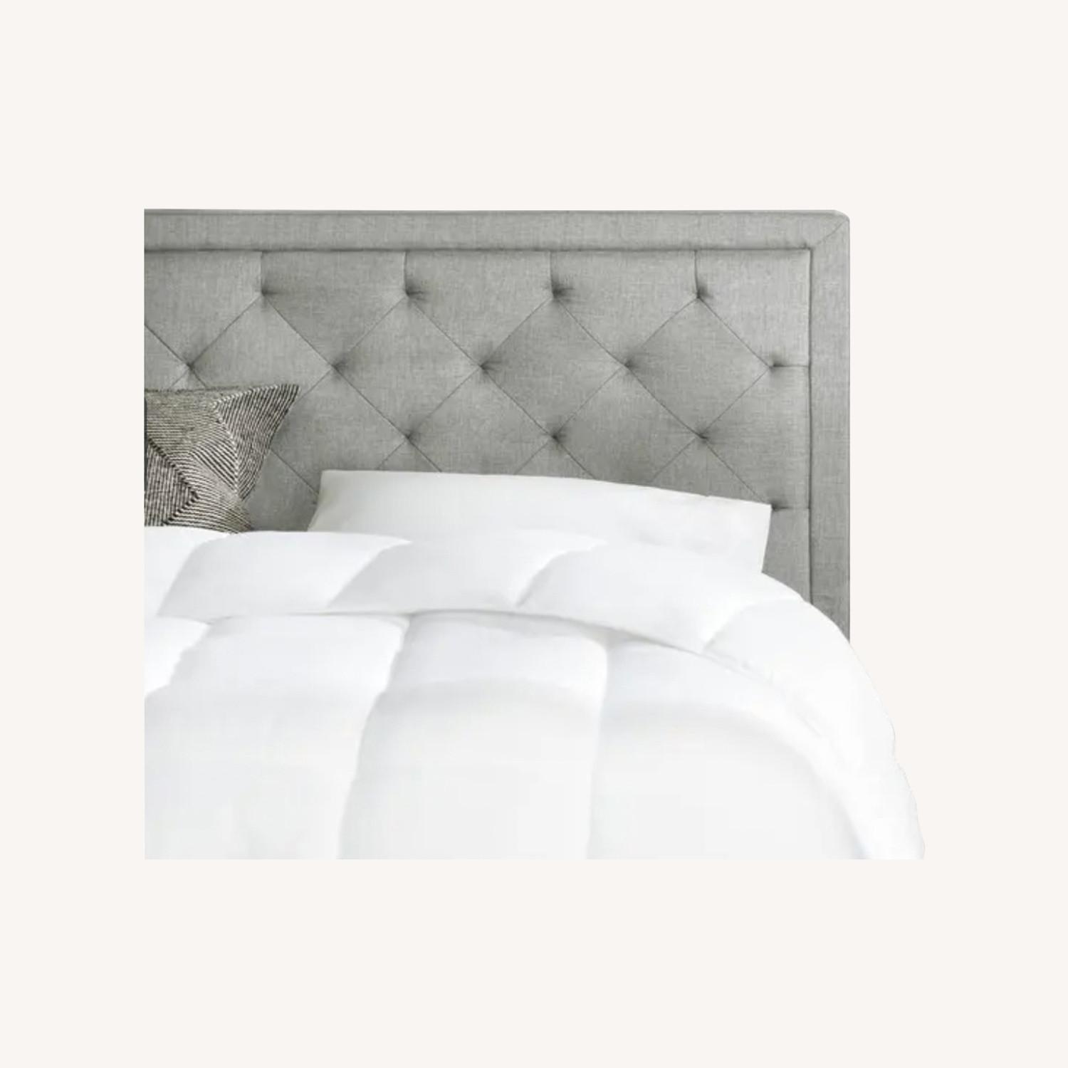 Overstock Full Size Grey Upholstered Headboard With Tufting AptDeco