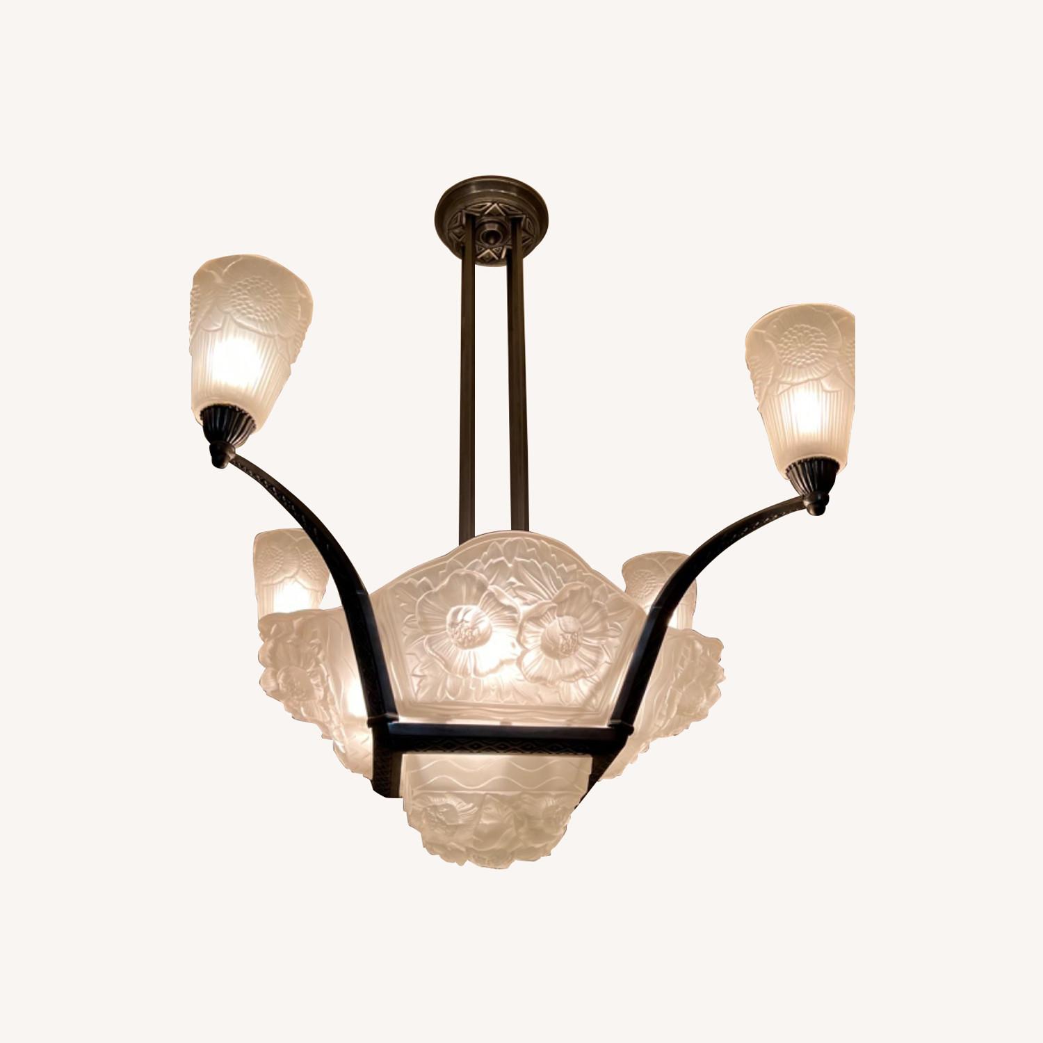 Lalique Type Ceiling Chandelier - image-0