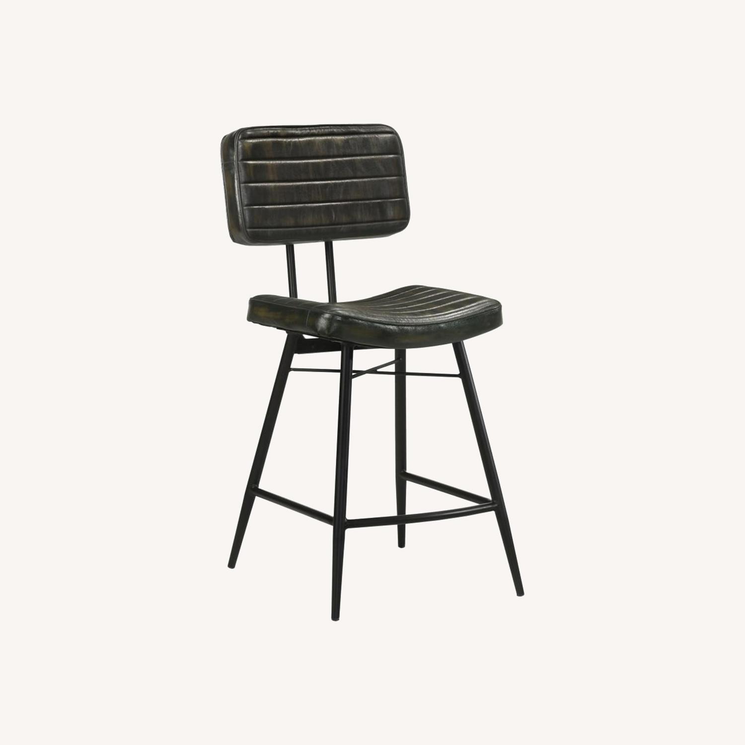 Modern Counter Height Stool In Espresso Leather AptDeco