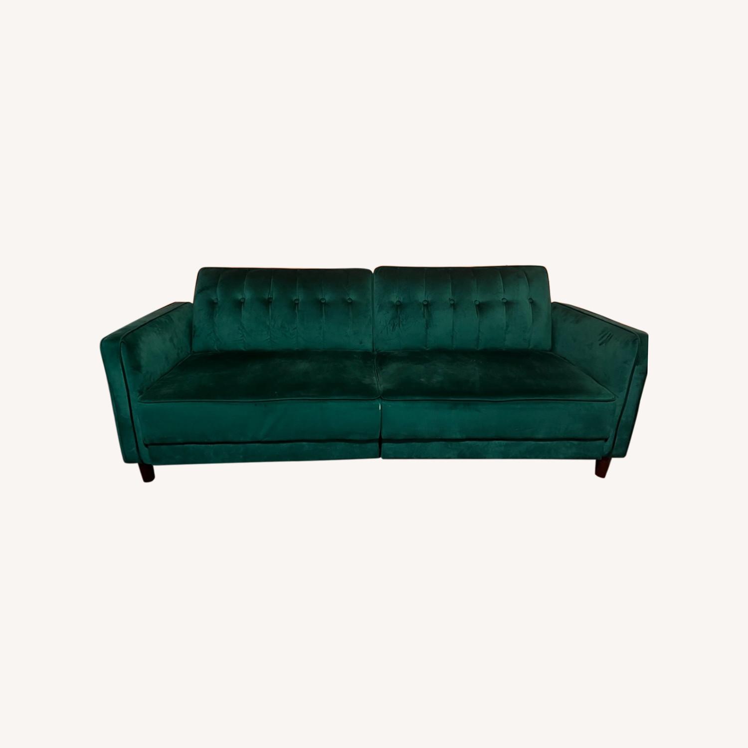 Wayfair Velvet Dark Green Sleeper Sofa/Futon - image-0