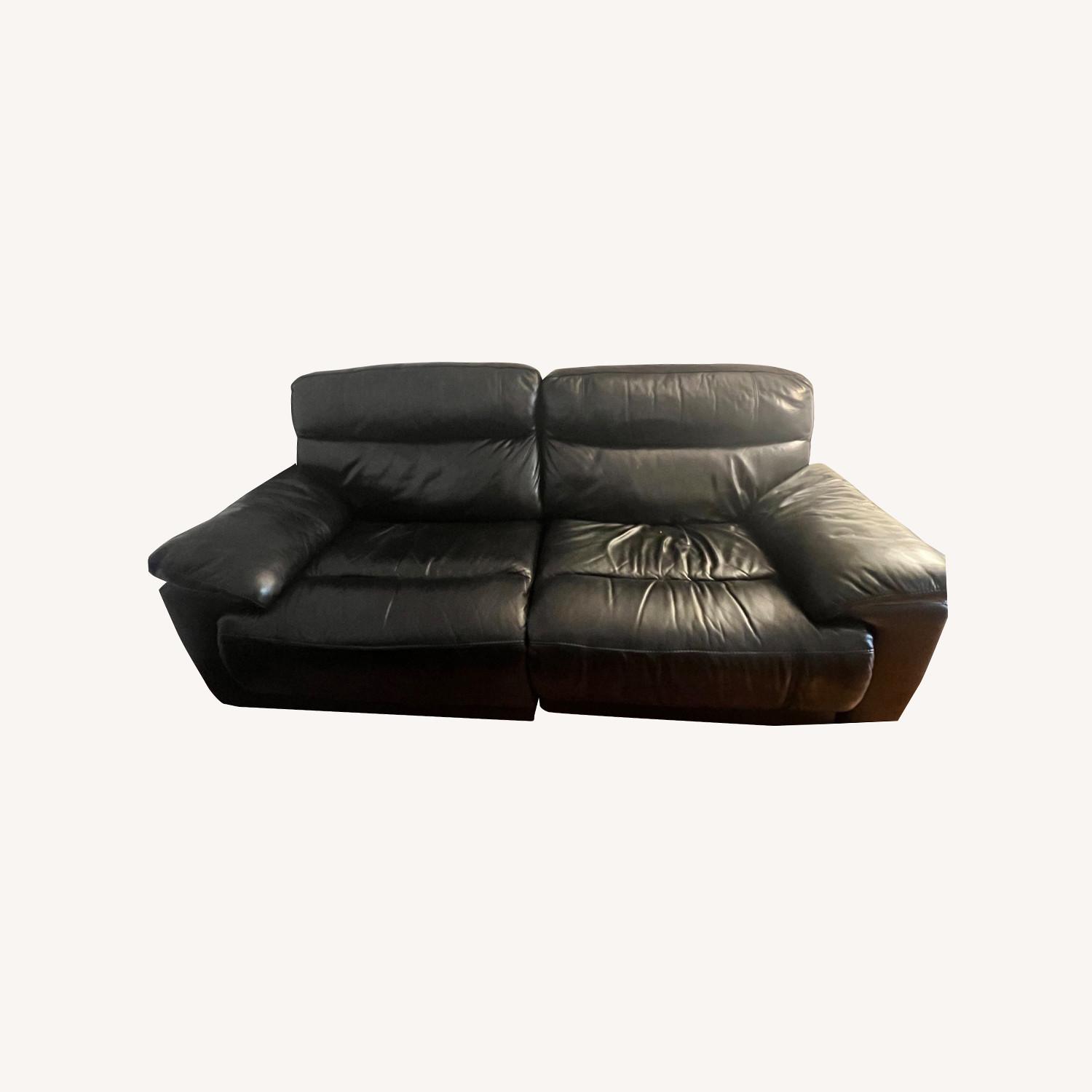 LaZBoy Black Leather Electric Sectional AptDeco