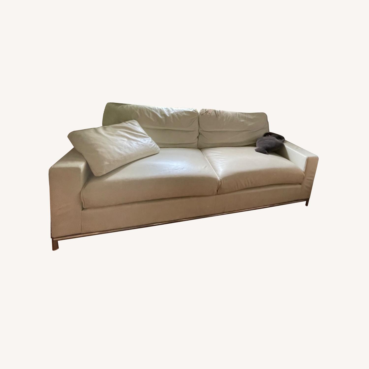 Vintage Ivory Italian Leather Sofa AptDeco