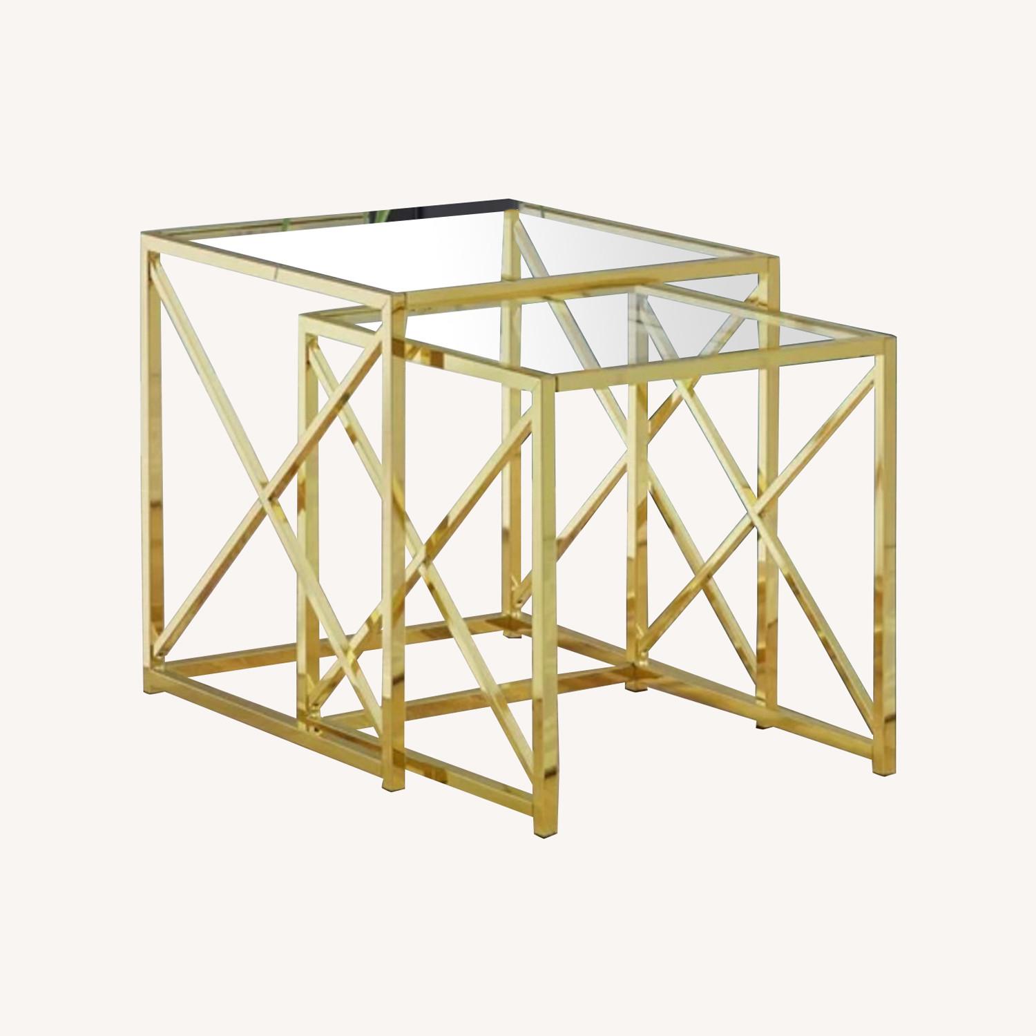 Mercers Furniture Tall Glass Frame Nesting Tables - AptDeco
