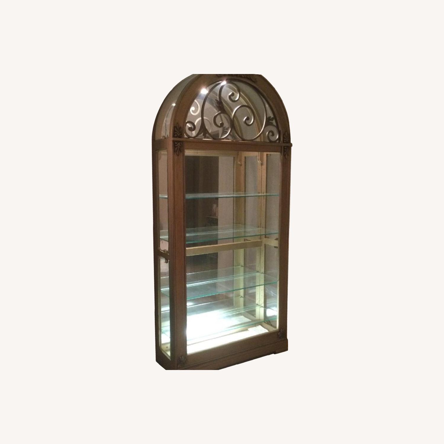 Pulaski Raphael Glass, Wood and Wrought Iron Curio Cabinet - image-0