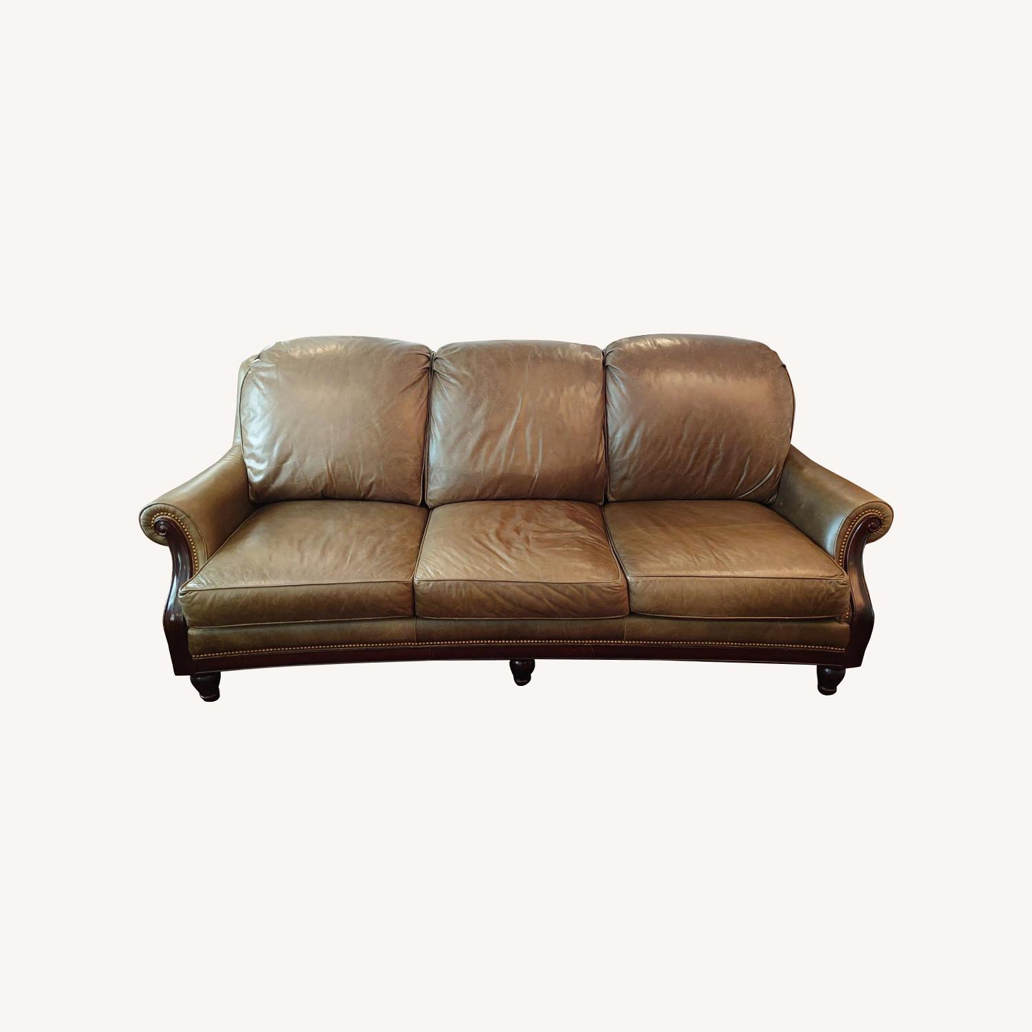 Hancock & Moore Green Leather Sofa AptDeco