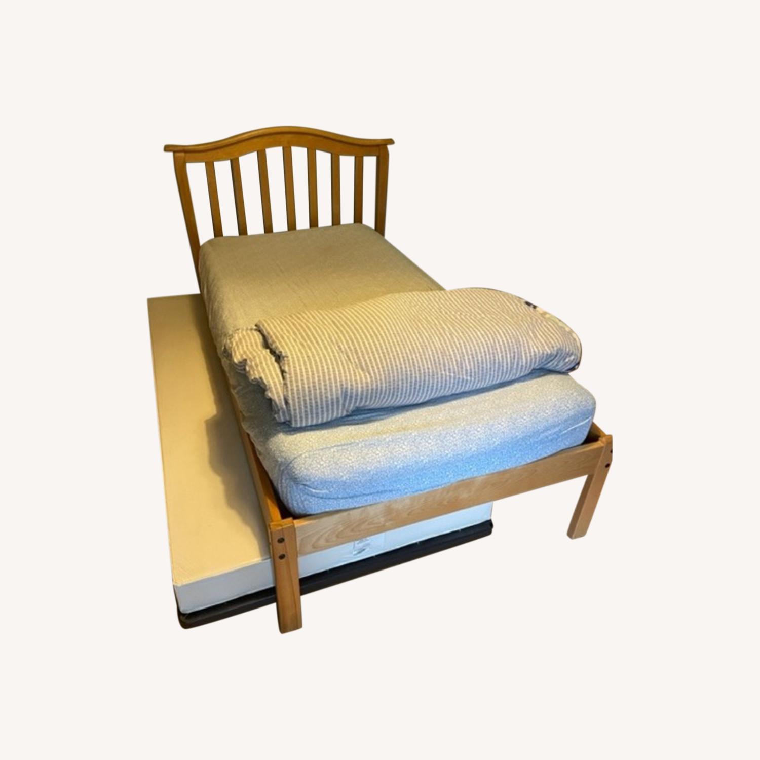 Wood Frame Twin Trundle Bed - image-0
