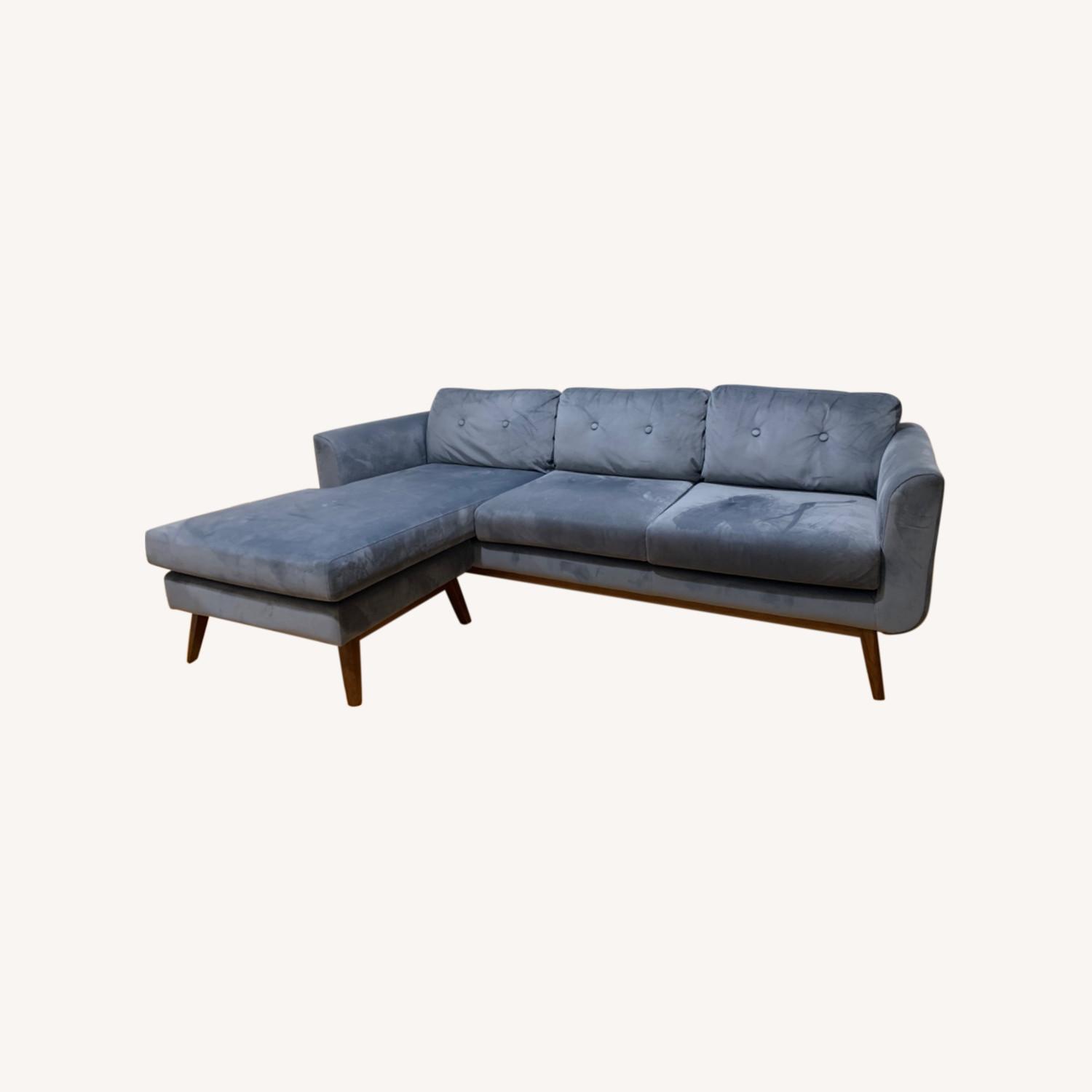 AllModern 2piece Blue Velvet Chaise Sectional AptDeco