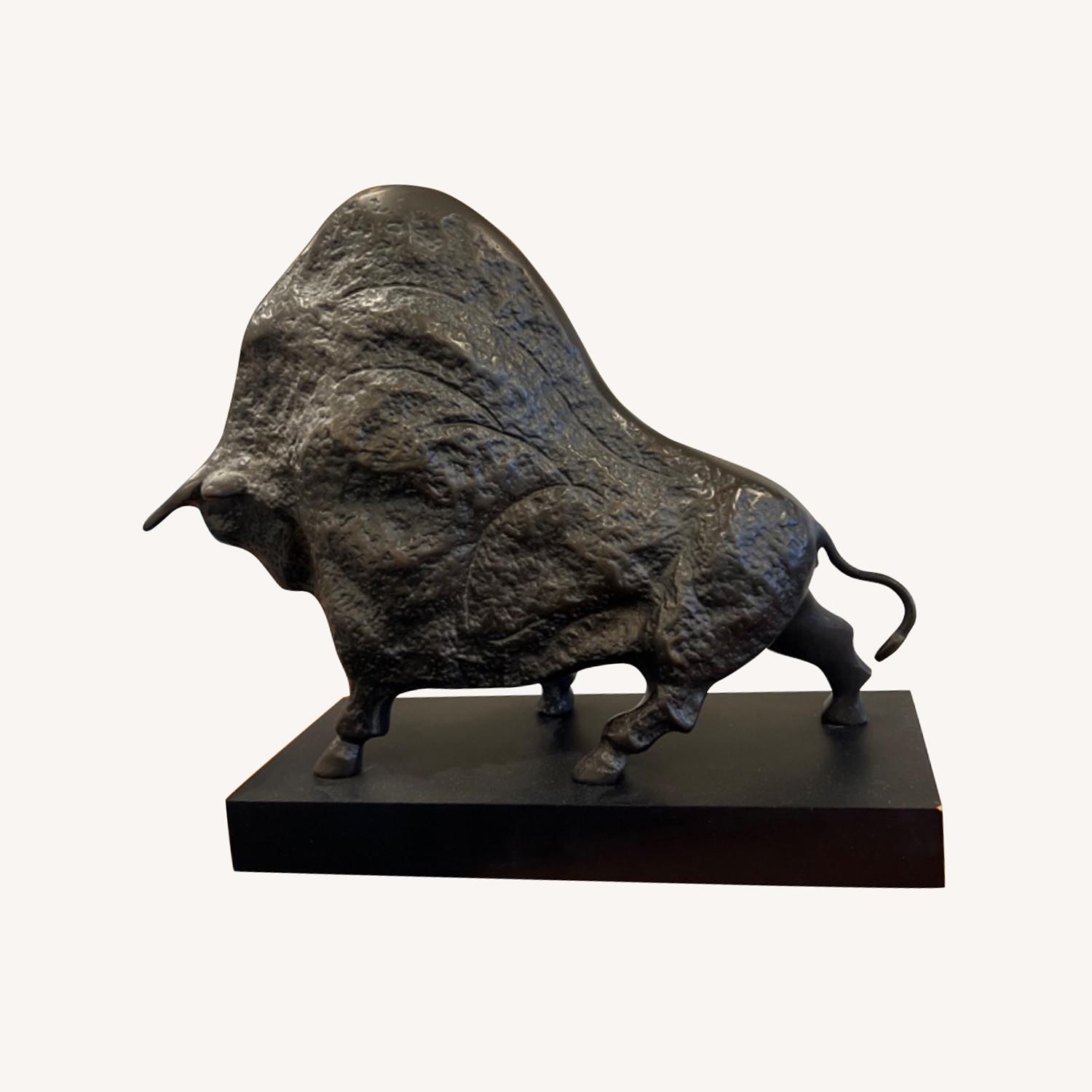 San Pacific Solid Brass Buffalo Statue - image-0