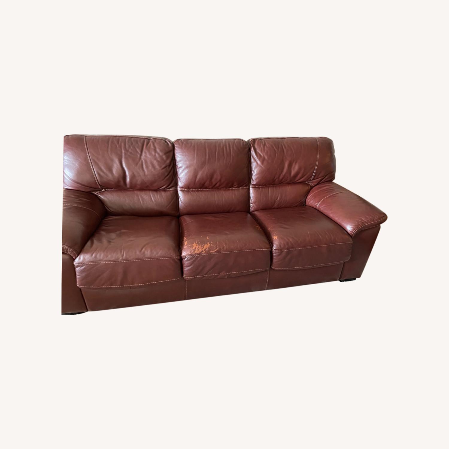 Macy's Sleeper Leather Sofa - image-0