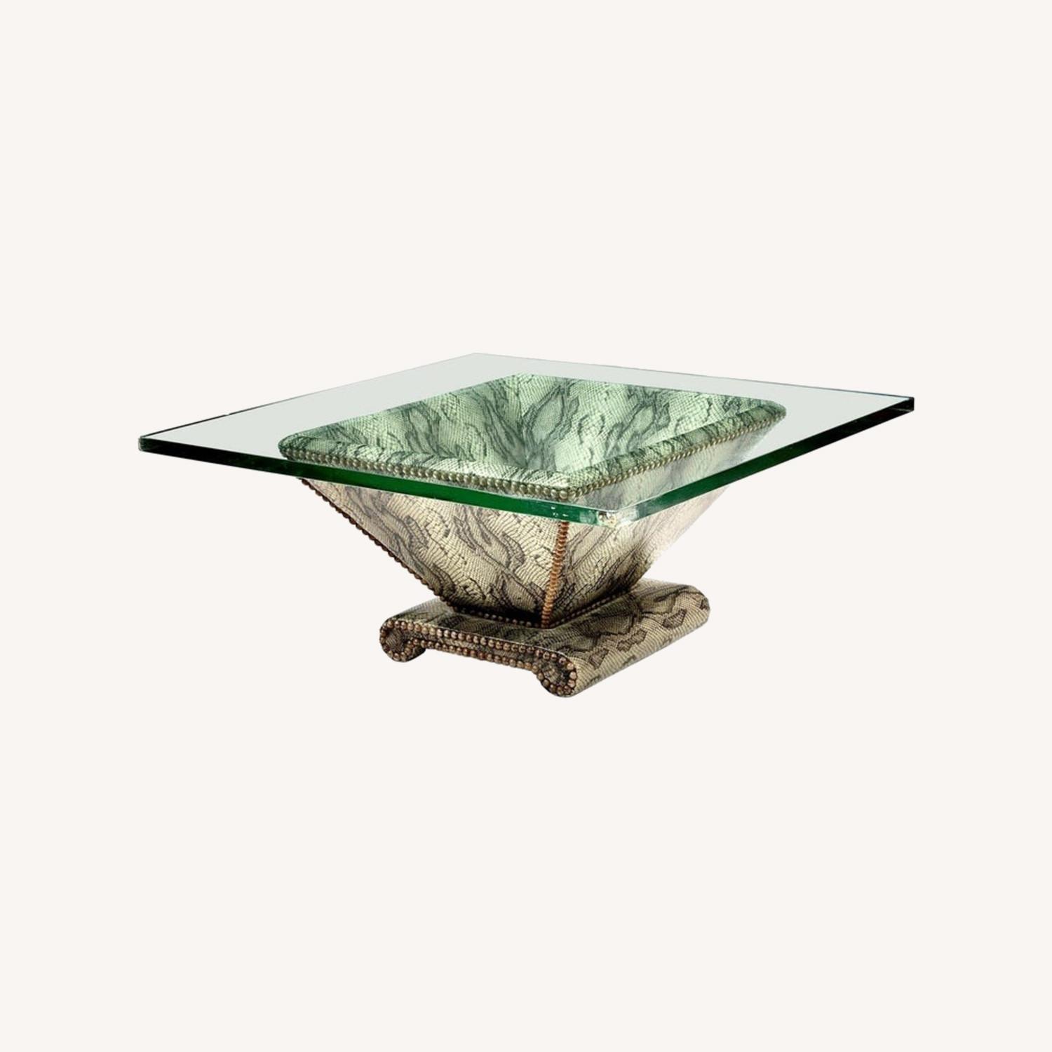 Karl Springer Snake Leather & Bronze Side Table - image-0