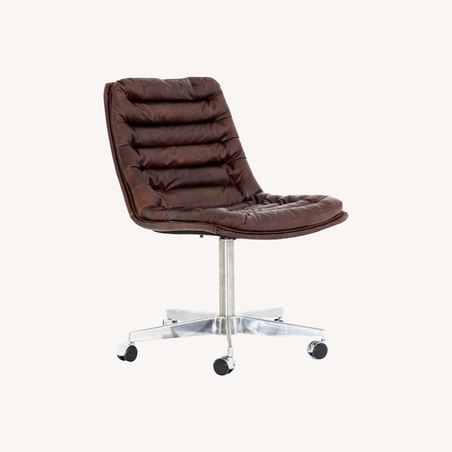 West Elm Leather Upholstered Swivel Desk Chair AptDeco
