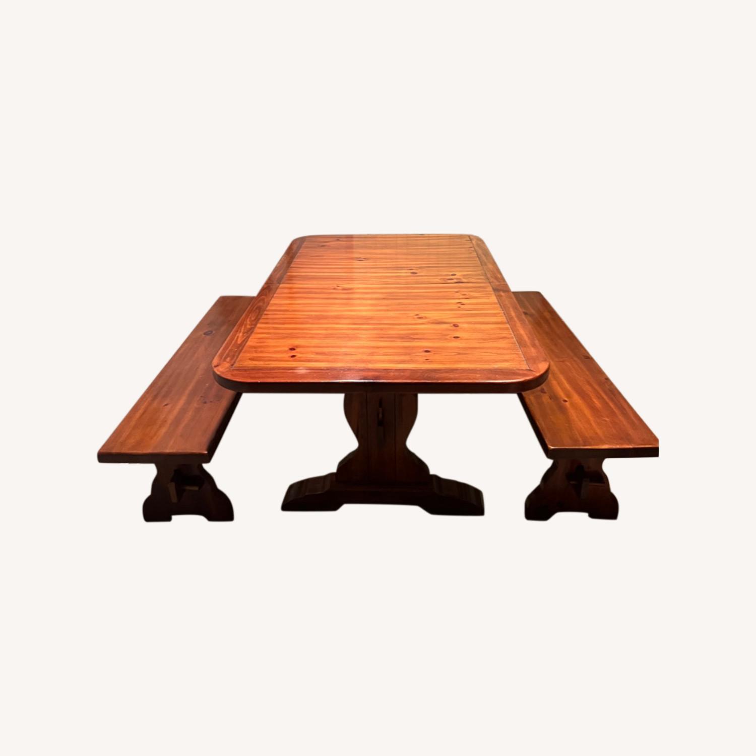 Dining Table, 2 Benches and 2 End Chairs AptDeco