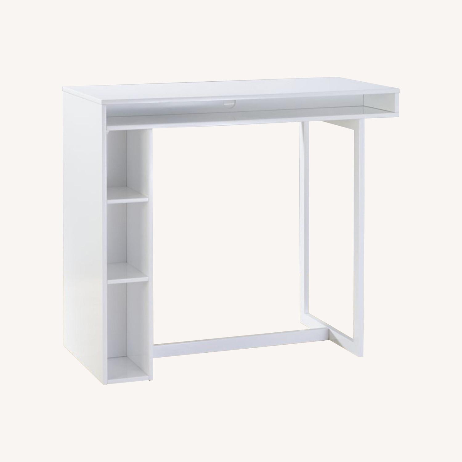CB2 Public White High Dining Table 42" AptDeco