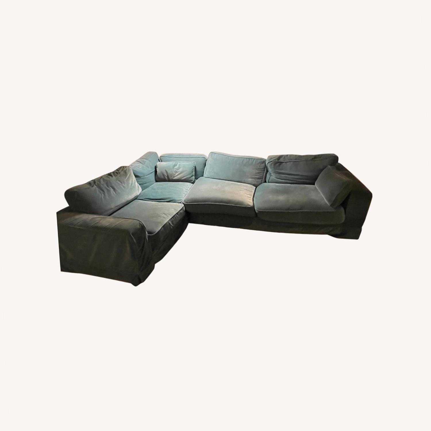 Shabby Chic Soho Sectional Blue Velvet - image-0