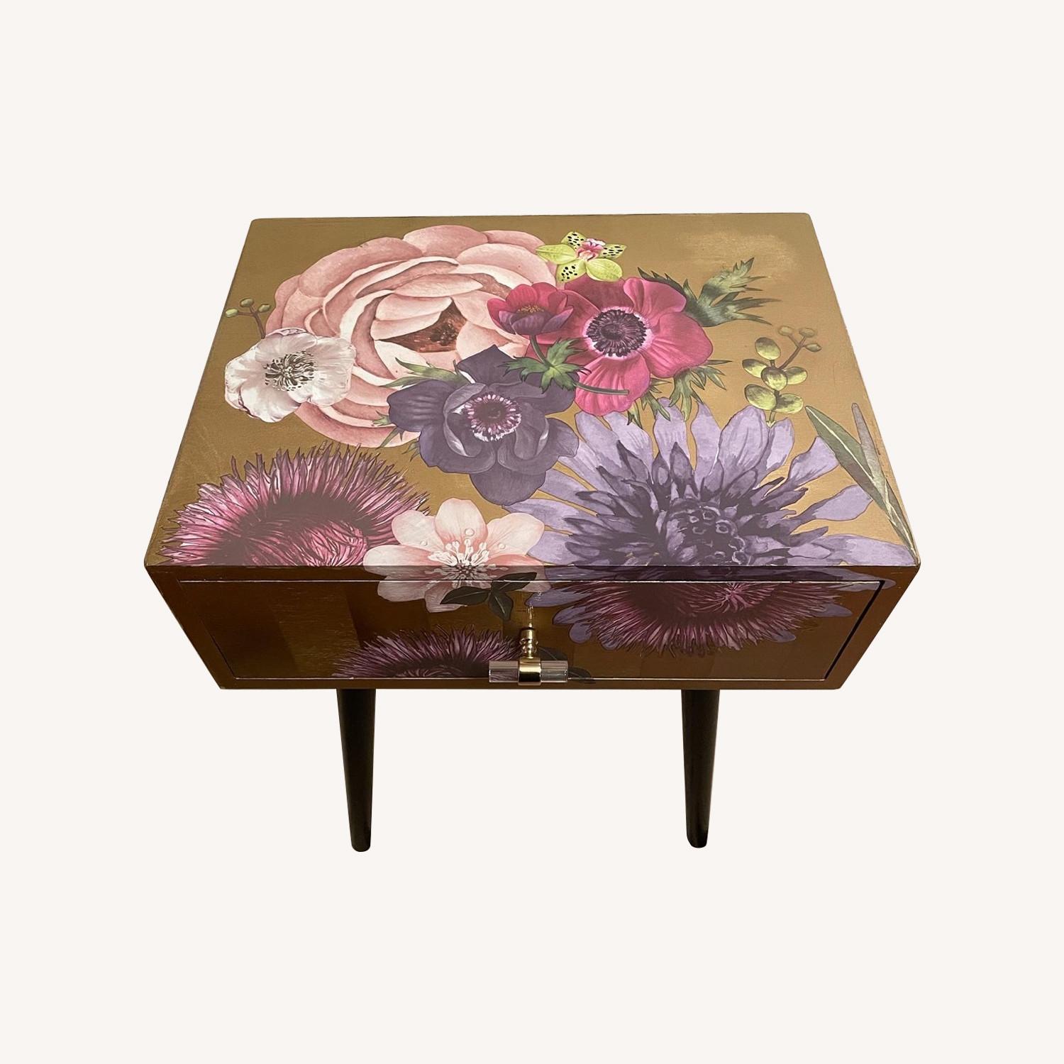 Wayfair Mid Century Modern Gold with Flower's Side Table AptDeco