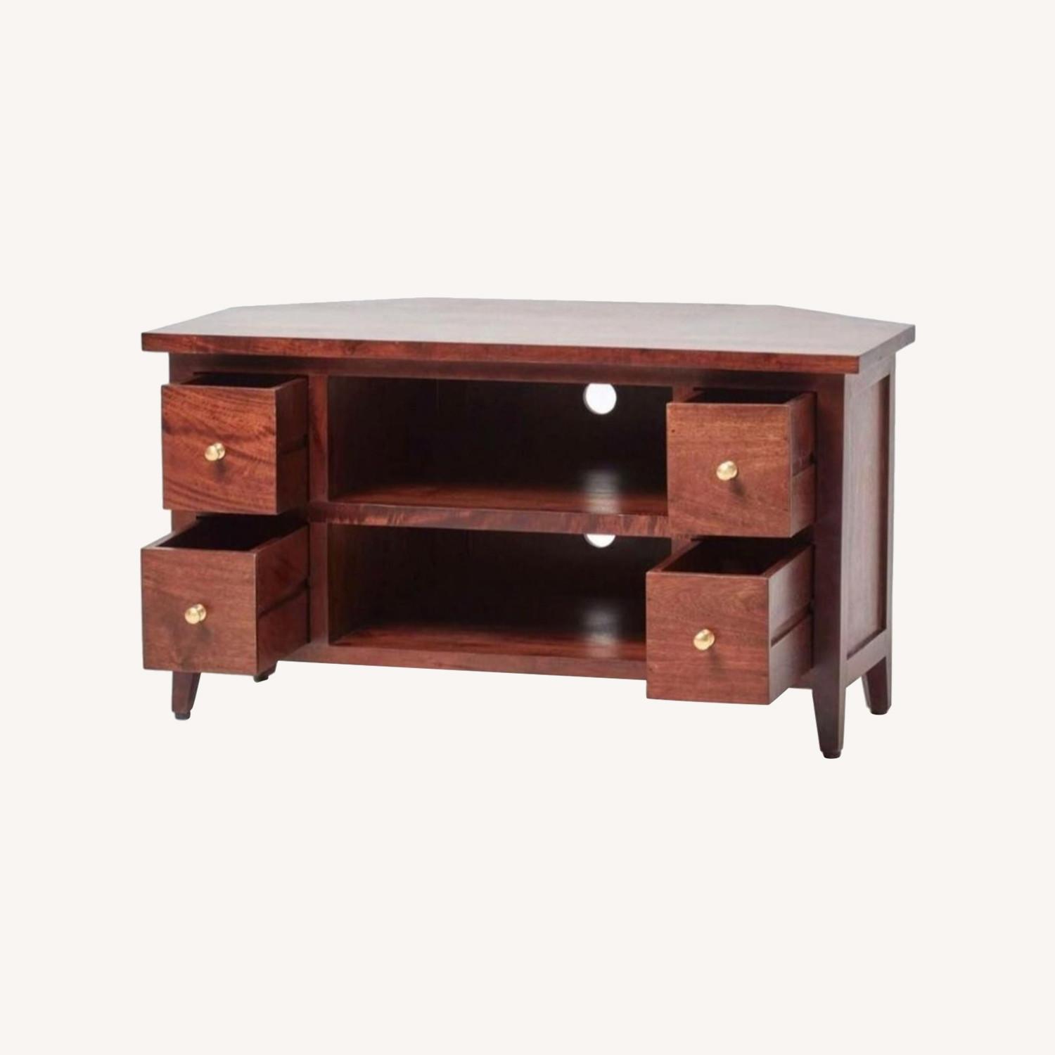 Solid Mango Wood Corner Media Unit - image-0