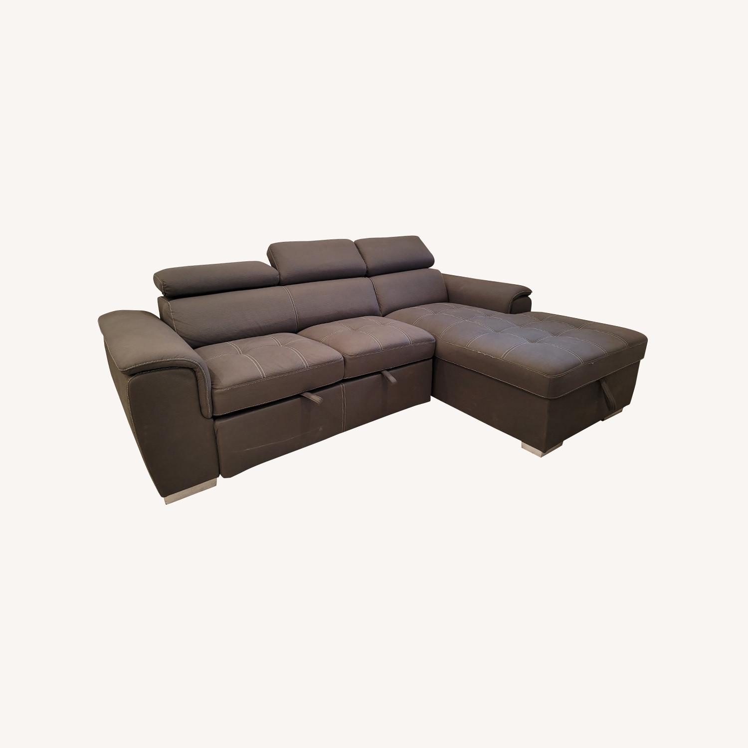 2Piece Sectional with Pullout Bed and Storage AptDeco