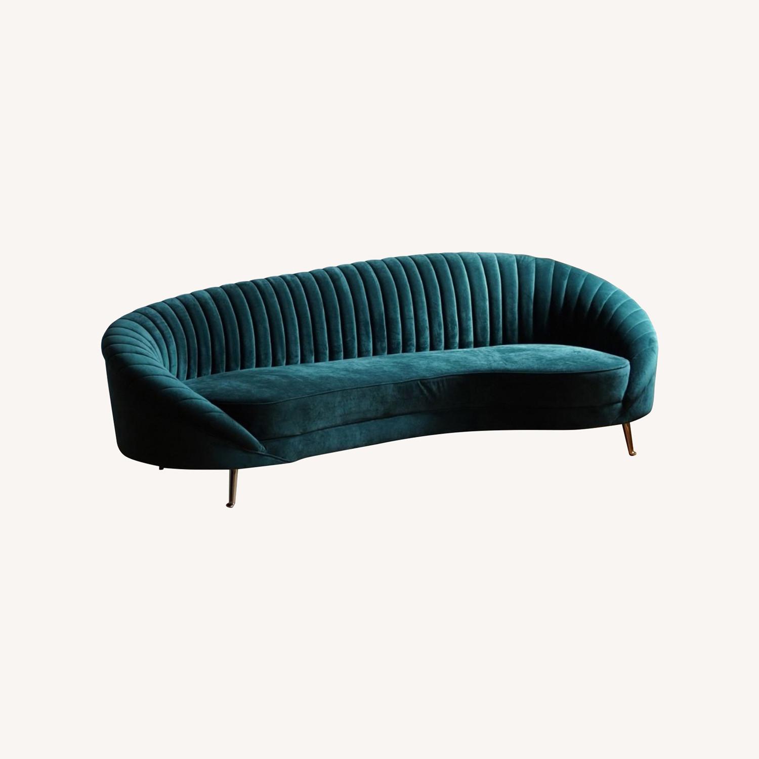 Serpentine Modern Sofa in Evergreen Velvet - image-4