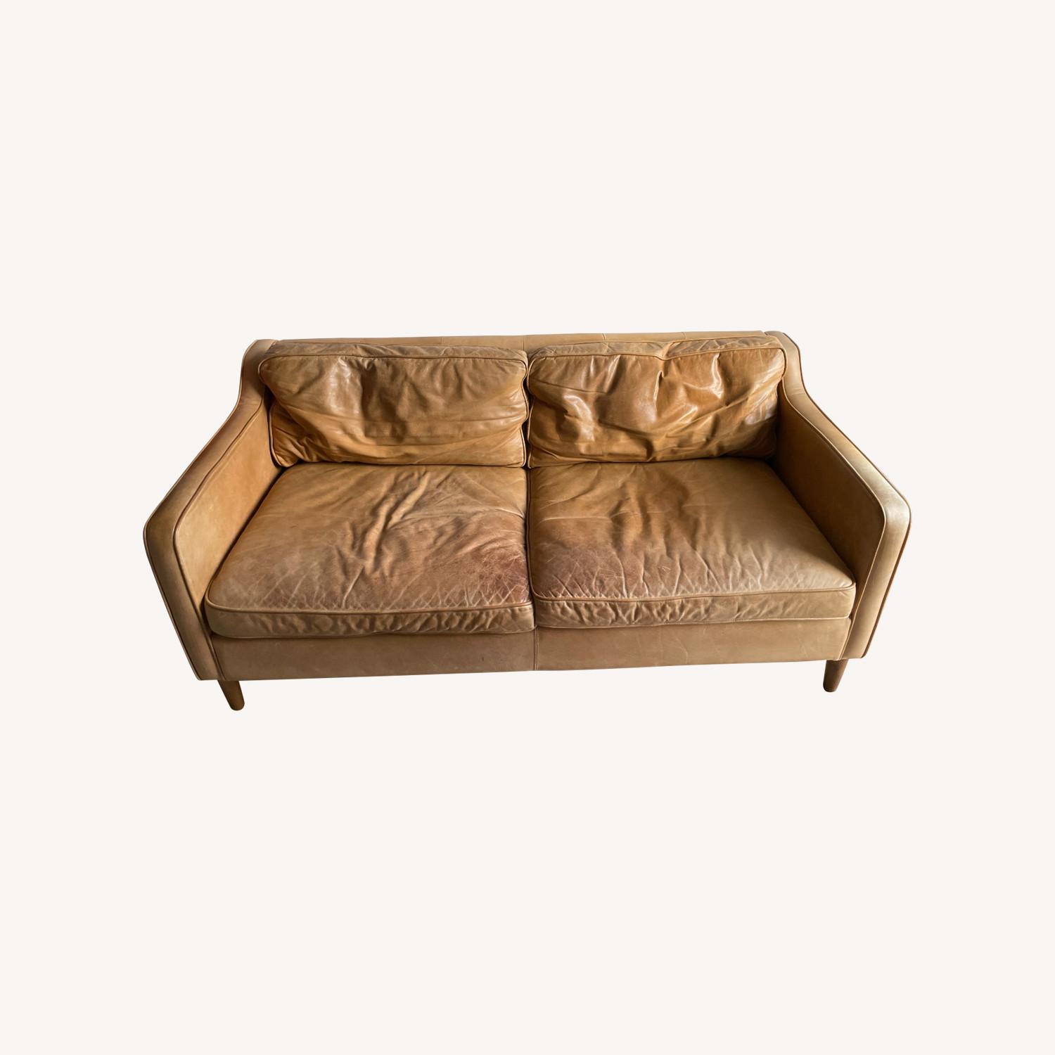 West Elm Leather Hamilton Sofa AptDeco