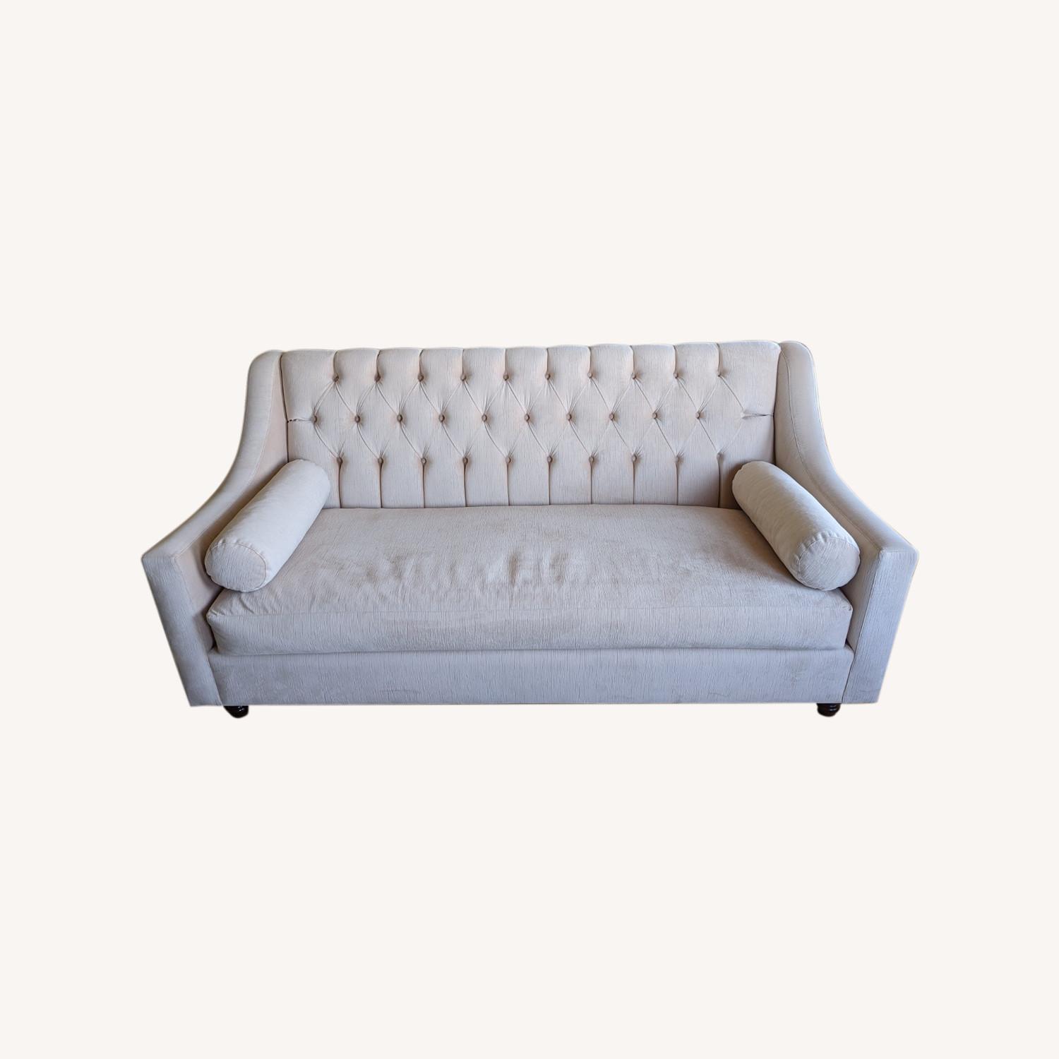 Custom Made Blush Velvet Statement Sofa - image-0