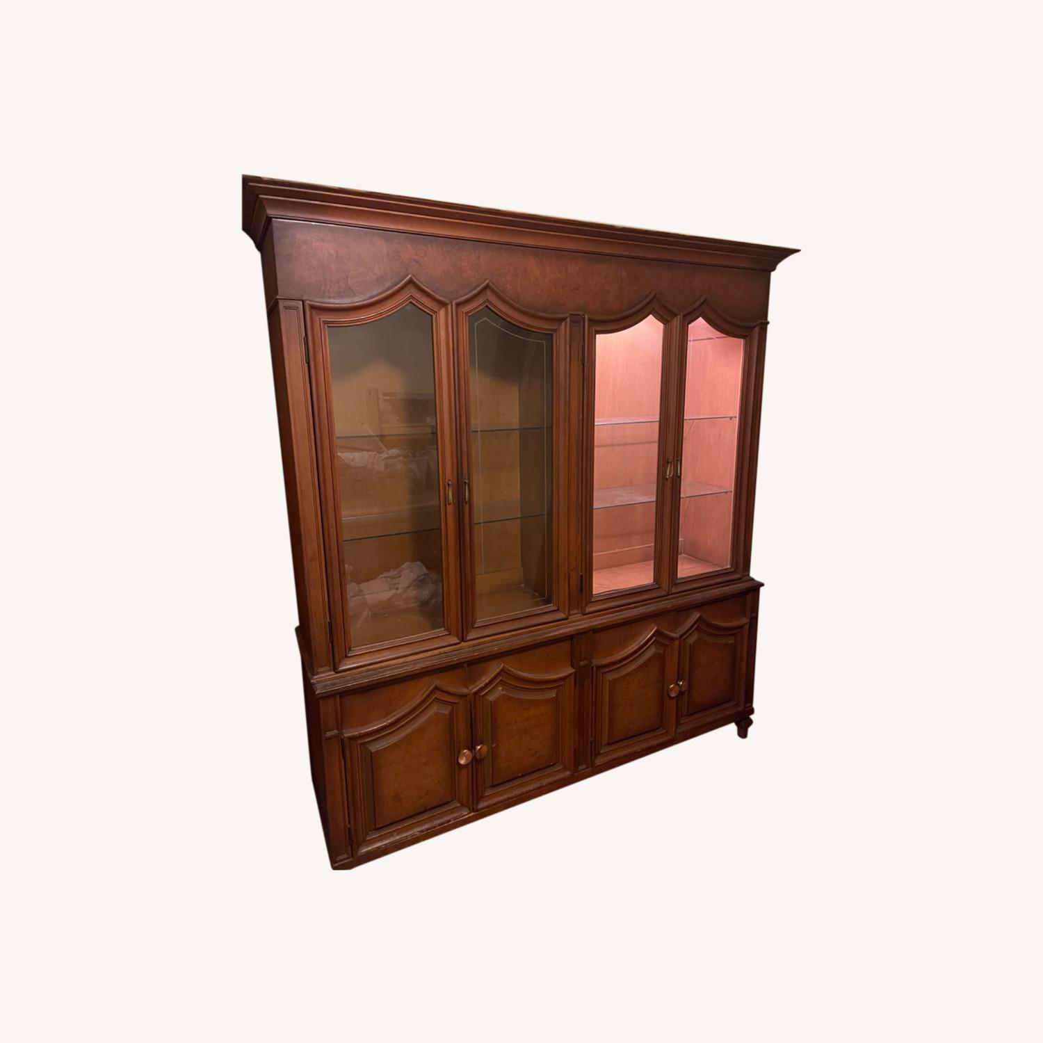 Wooden with Glass Doors & Shelves AptDeco