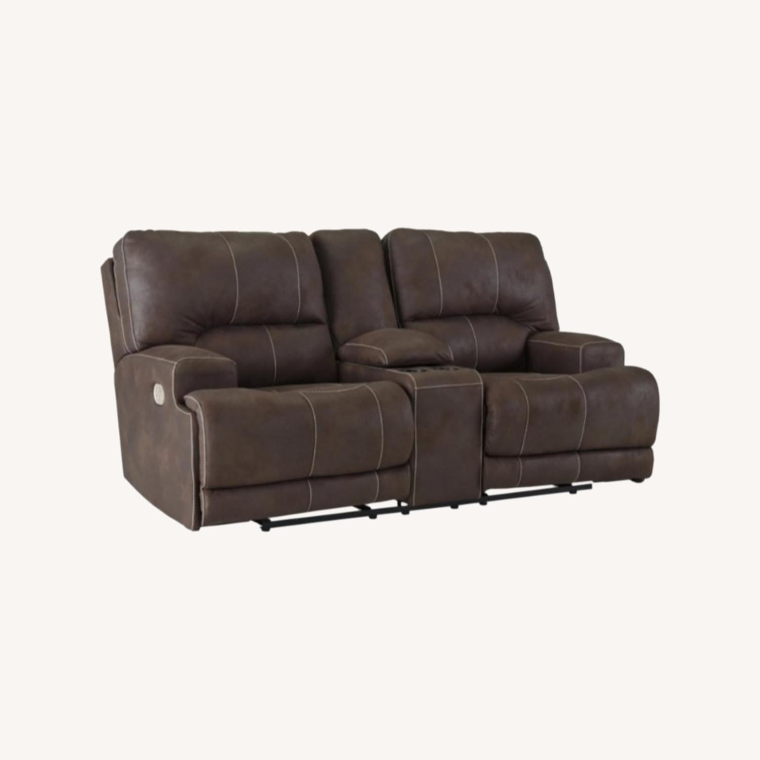 Raymour & Flanigan Recliner Loveseat w/ Adjustable Head AptDeco