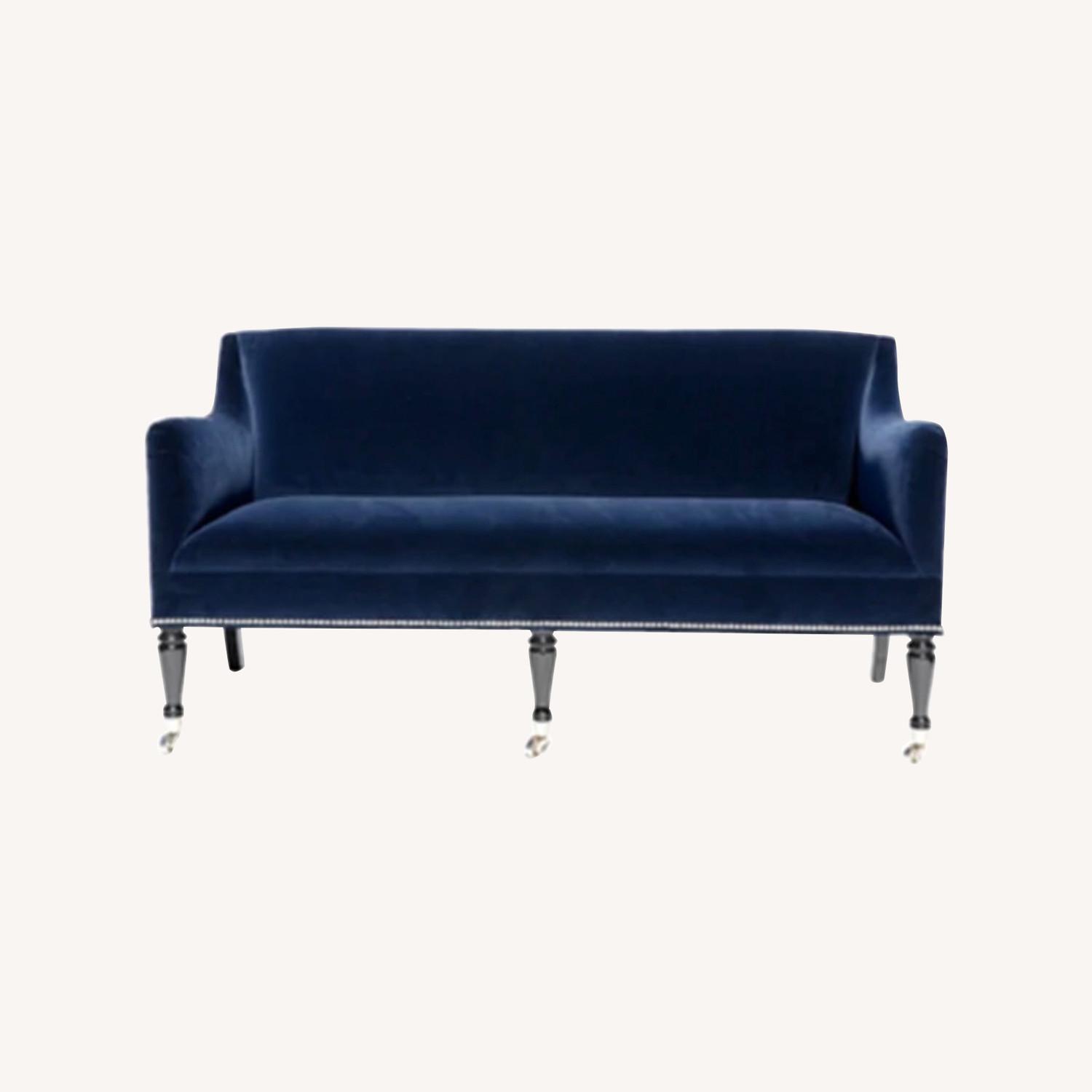 Chic Navy Velvet Settee - image-0