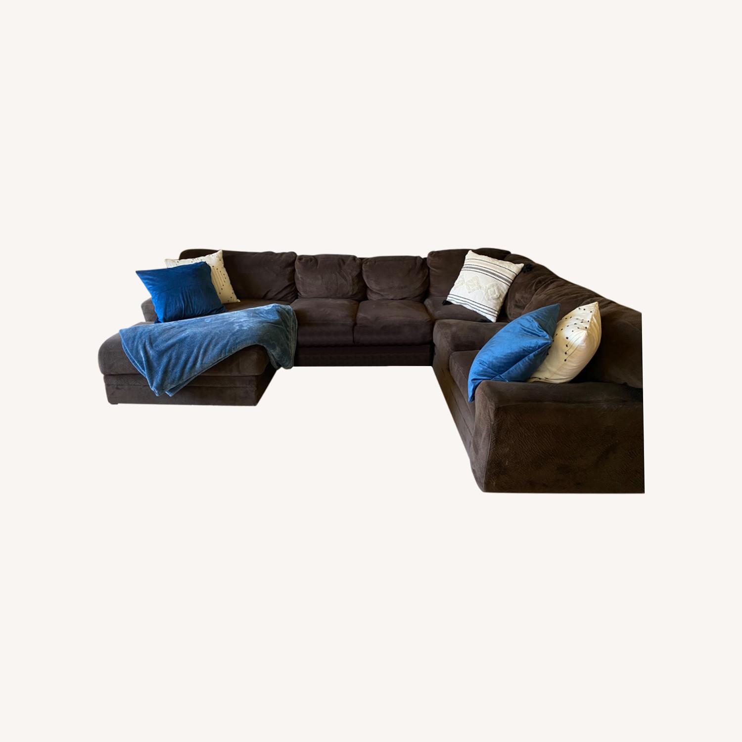 Brown Microfiber Sectional - image-0
