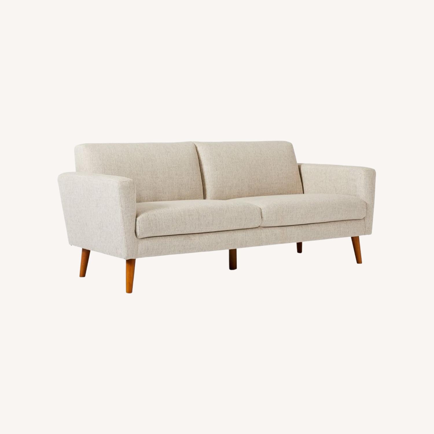 West Elm Oliver 72" Sofa, Twill, Dove, Light Walnut AptDeco